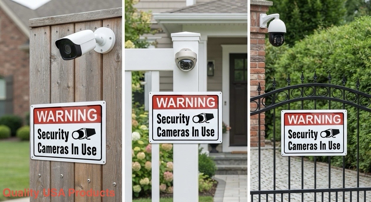 10×14 Inch Warning Security Cameras In Use Aluminum Metal Sign Thick Reflective