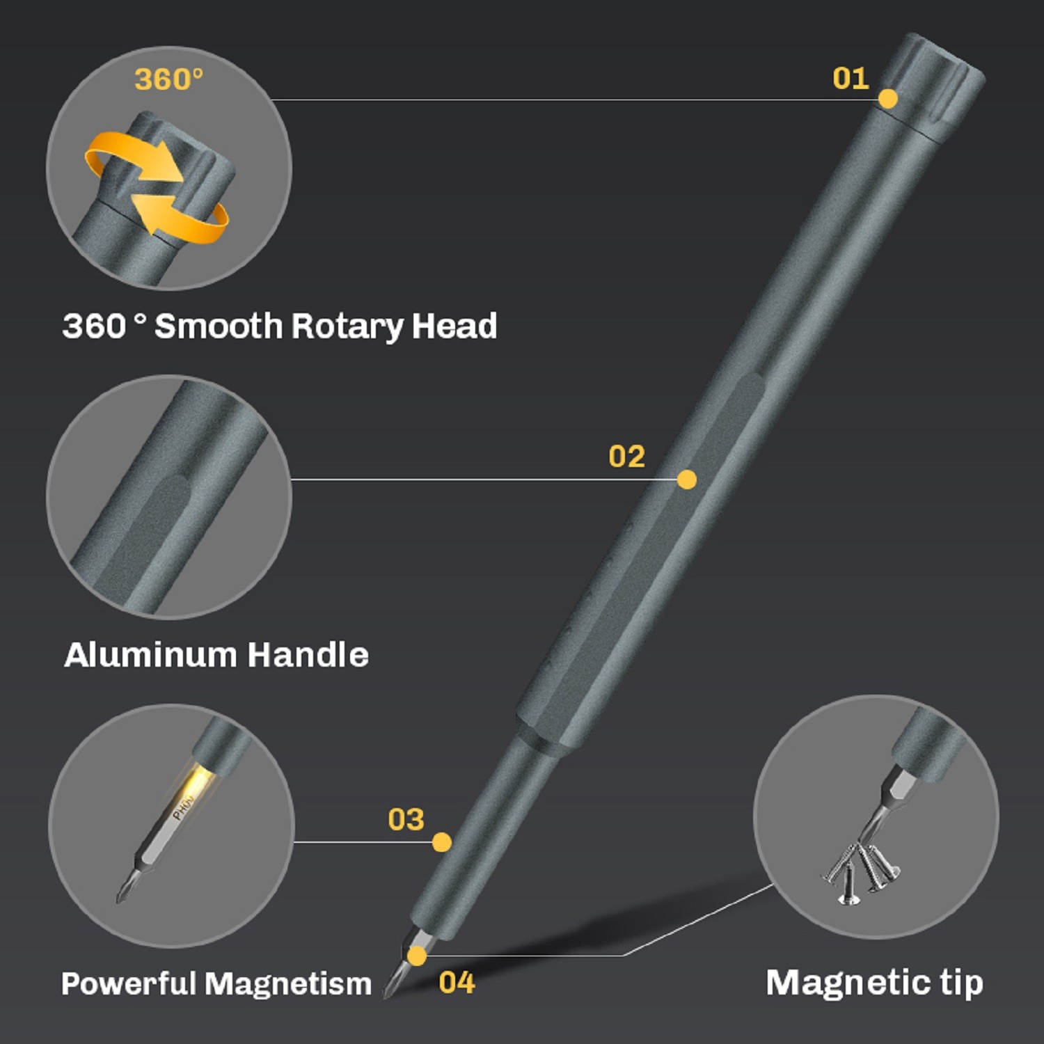 Electric Screwdriver, Mini Precision Screwdriver Set, 44-in-1 Magnetic Bits