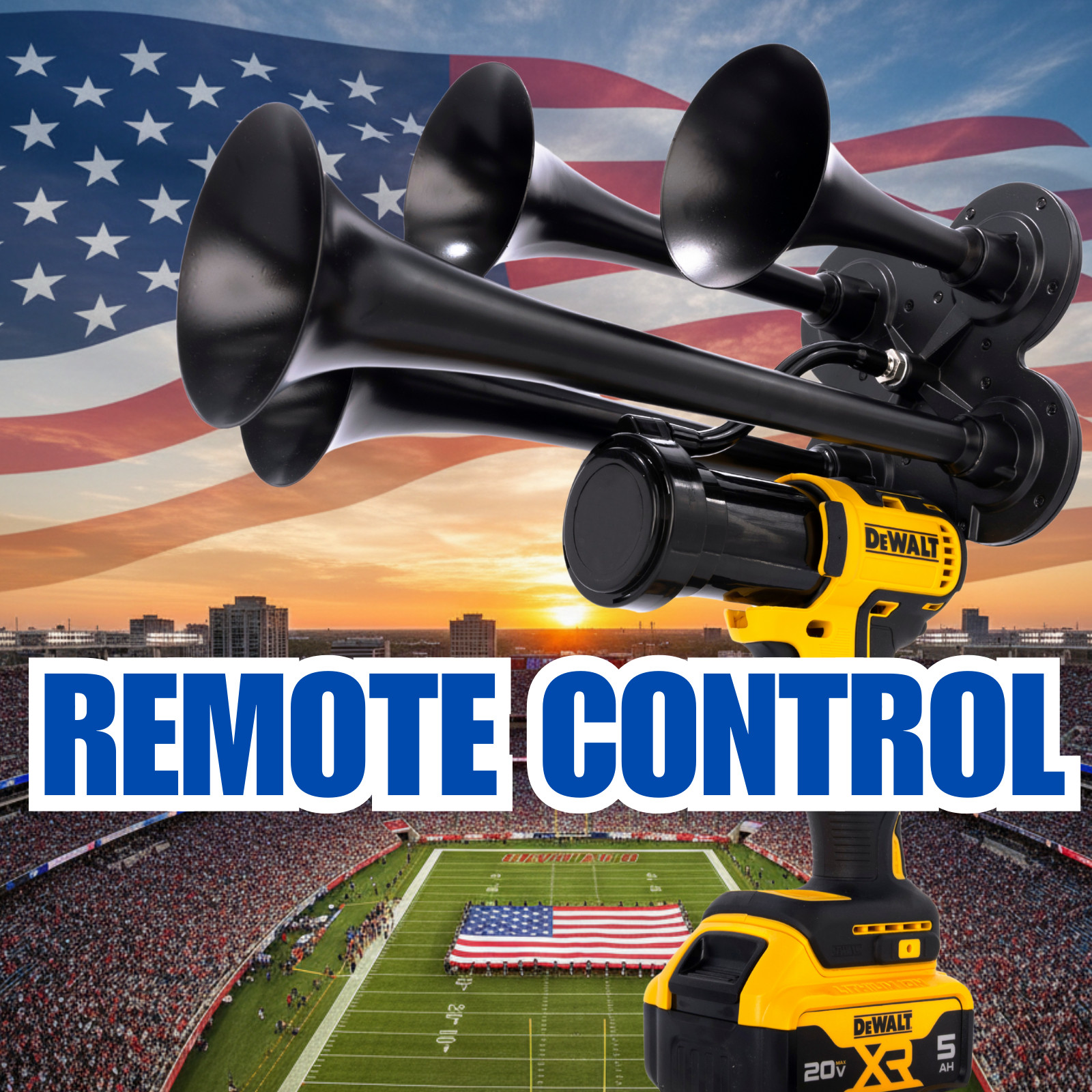 DeWalt 20V Impact Drill Train Air Horn + Remote Control | Assembled in the USA