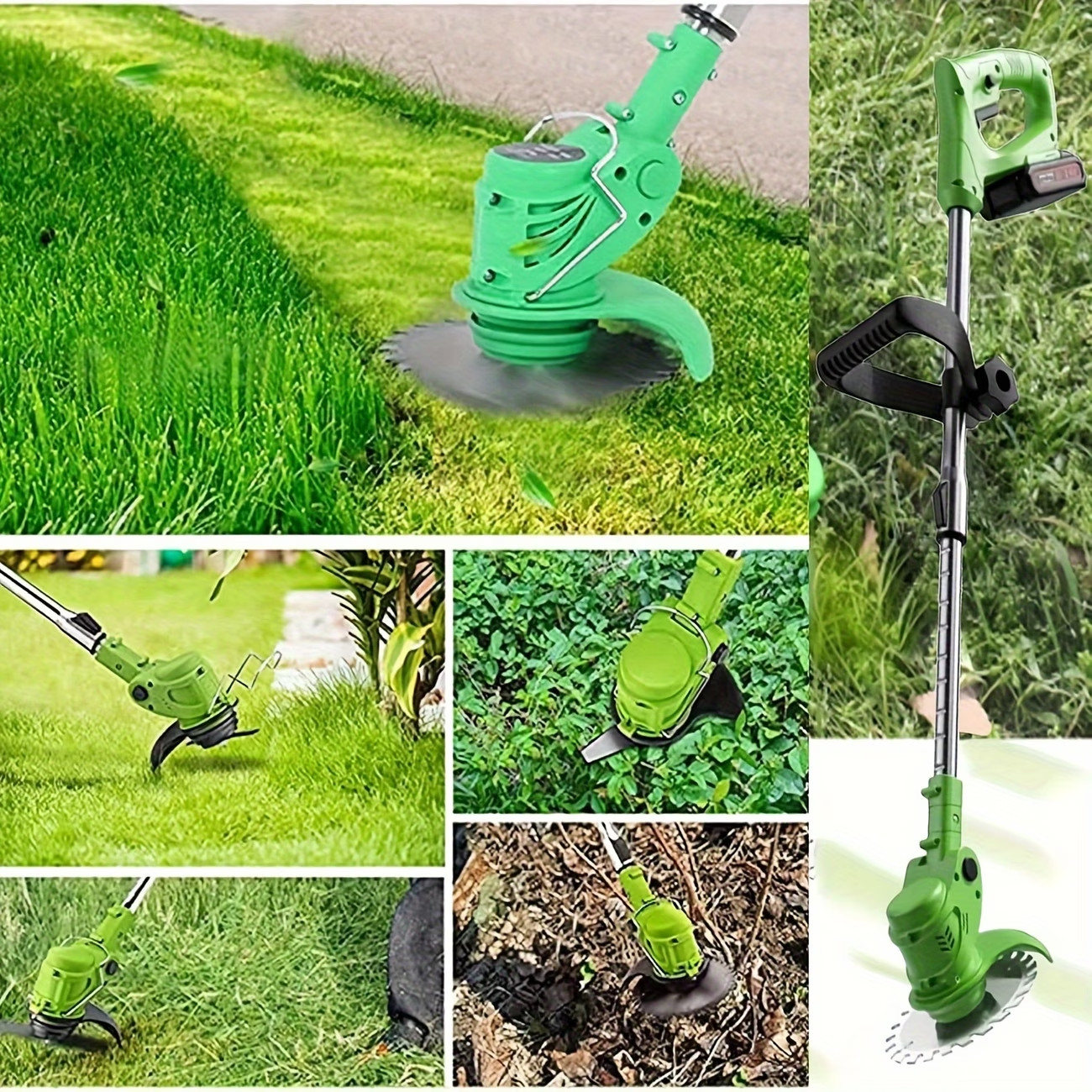 24V Cordless Weed Wacker Brush Cutter String Trimmer with 2 Batteries Blades