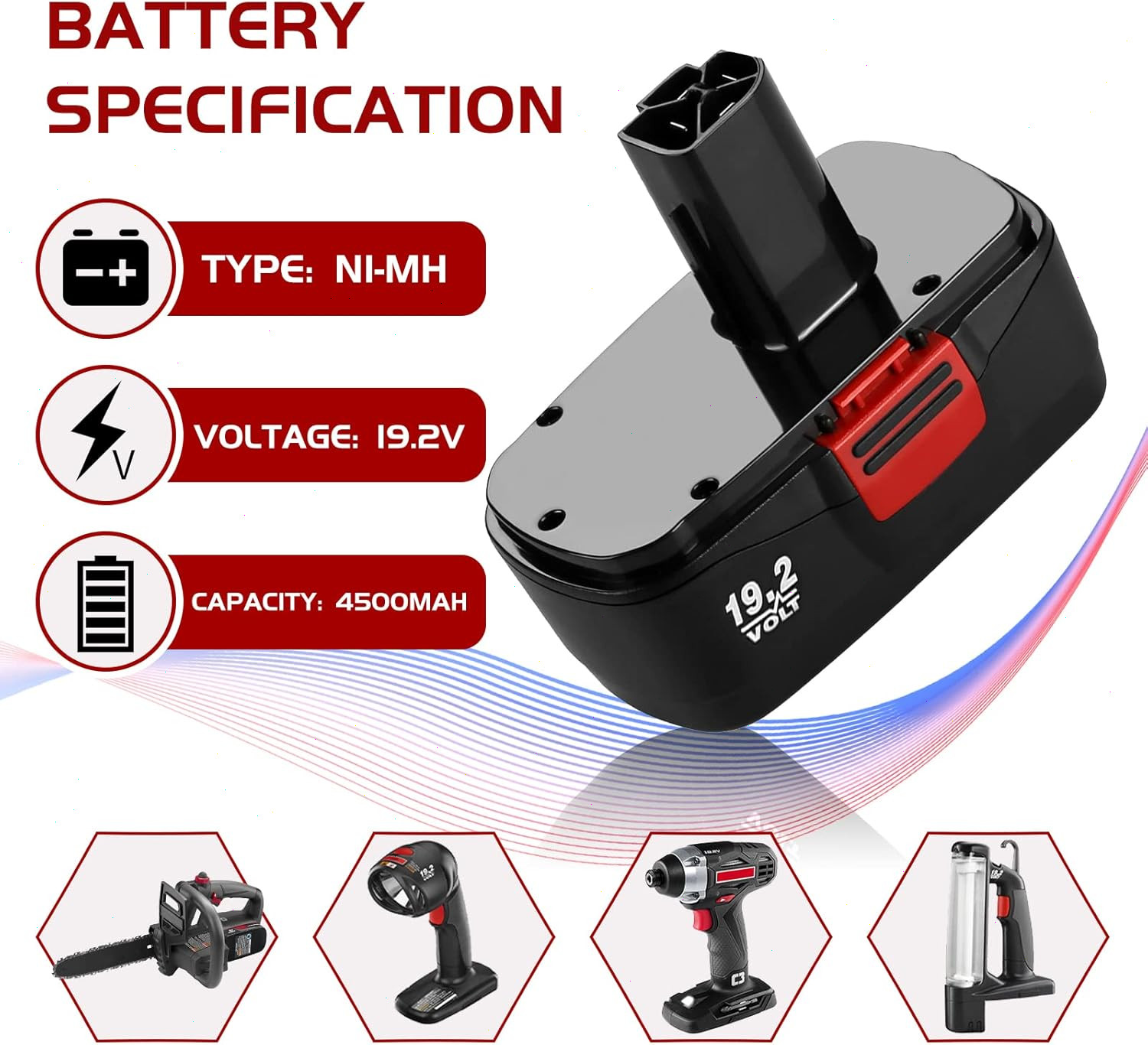1~2Pack 19.2V For Craftsman 11375 Ni-MH New Battery C3 130279005 11376 130279003