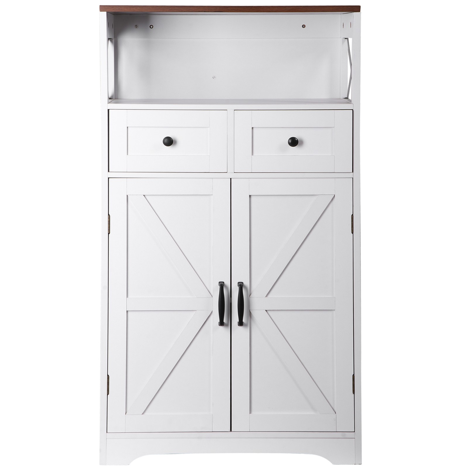 Farmhouse Storage Cabinet Bathroom Floor Cabinet Kitchen Pantry w/ Drawers White