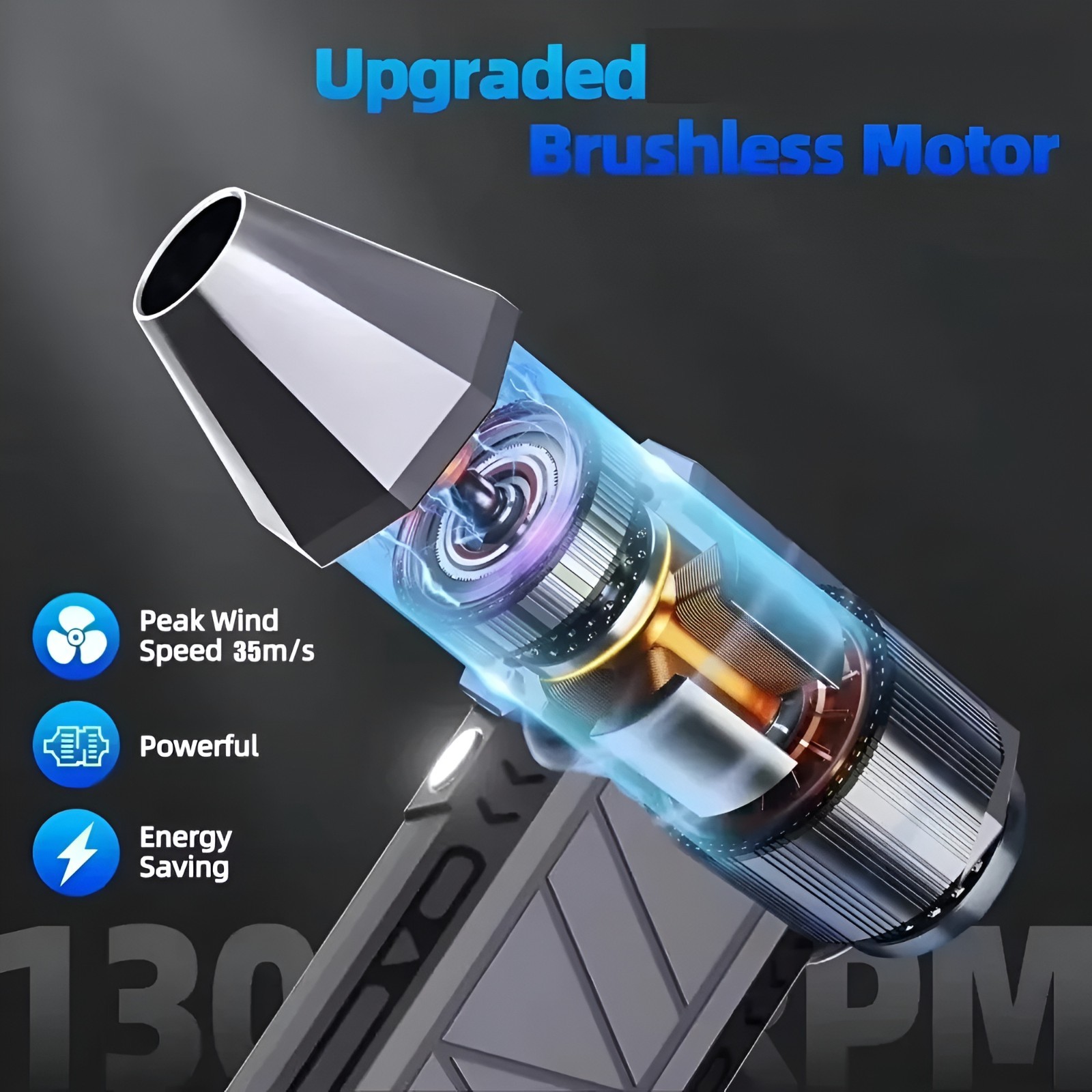 Cordless Electric Air Duster Mini Jet Fan Turbo Blower 5000mAh Rechargeable LED