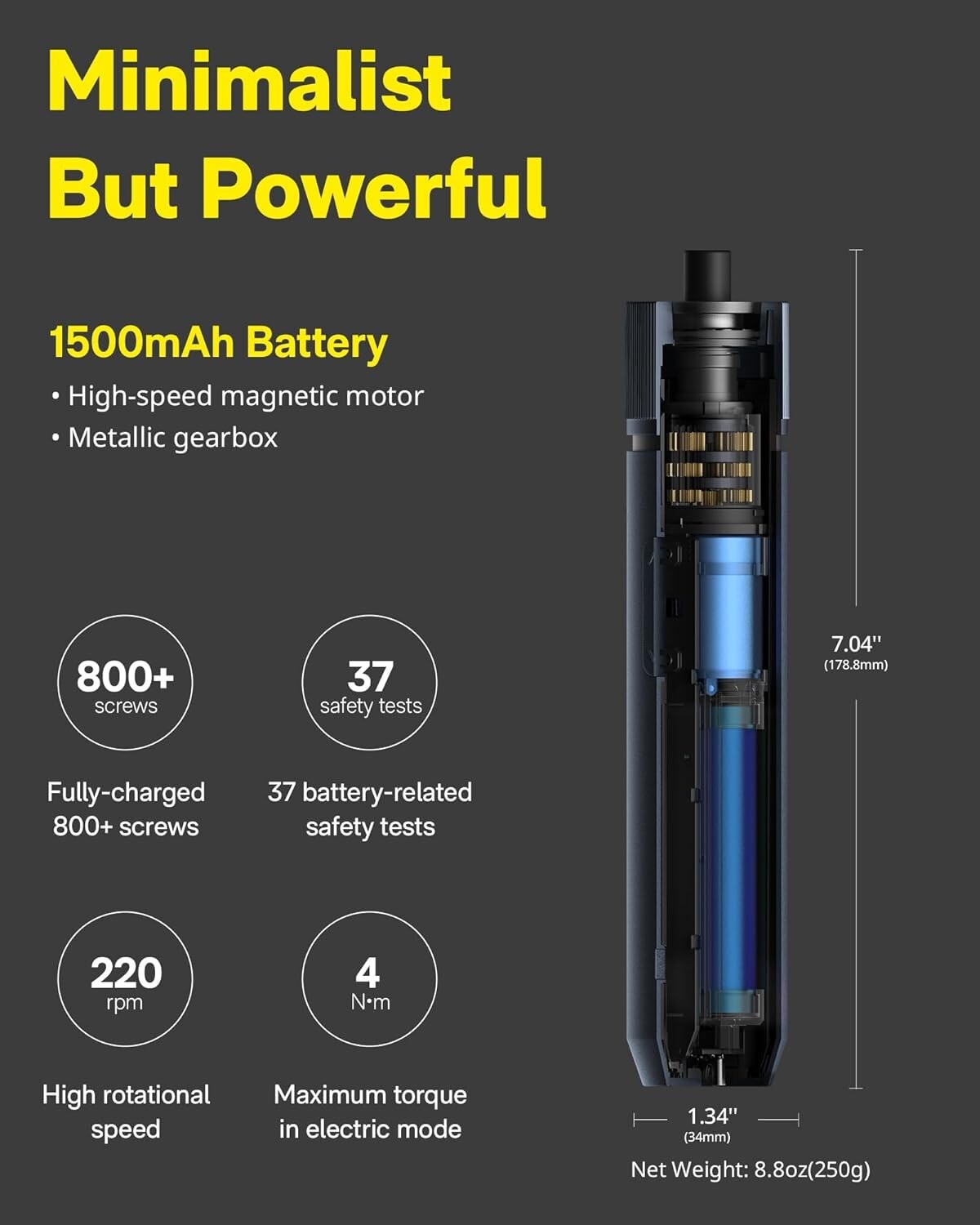 HOTO Electric Screwdriver Kit, 25-Piece Upgraded Bit Set, 3.6V Cordless LED Ligh