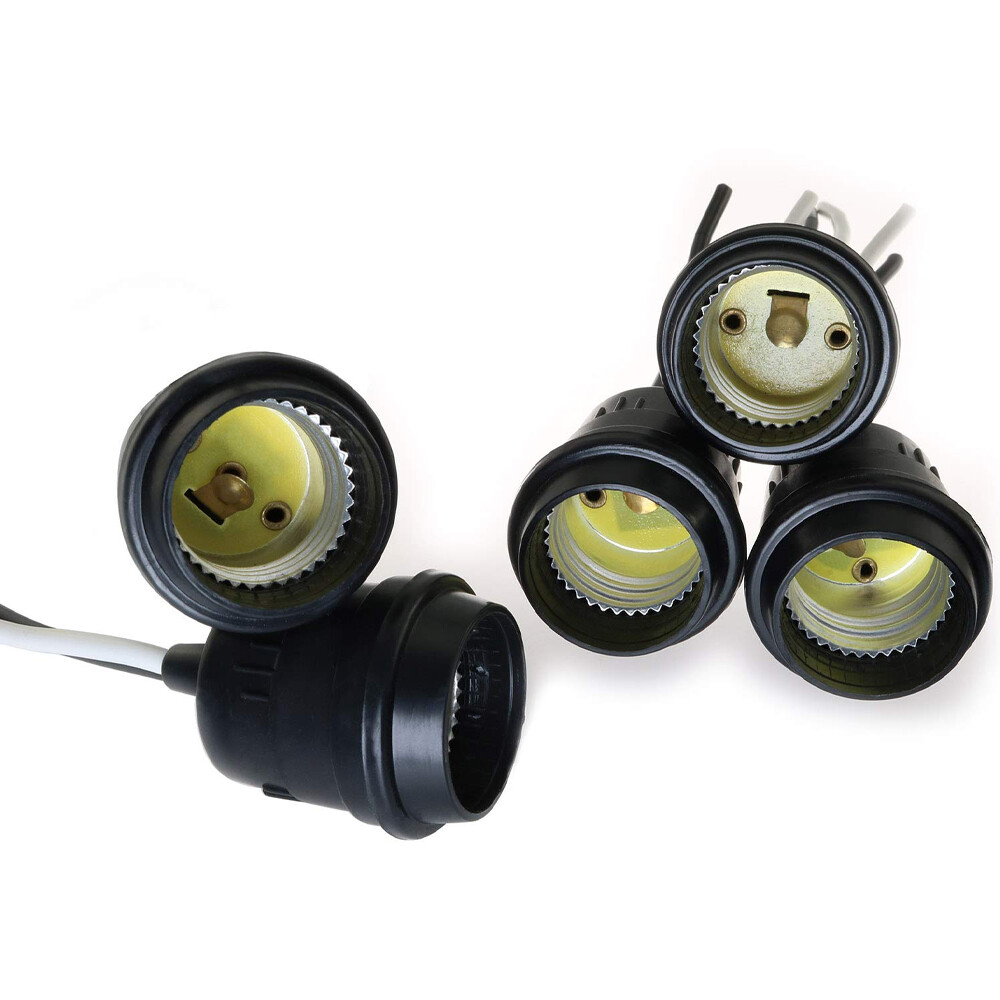 12PCS Lamp Base Waterproof Black Pigtail Lamp Holder Socket 250V 6A 12 E27