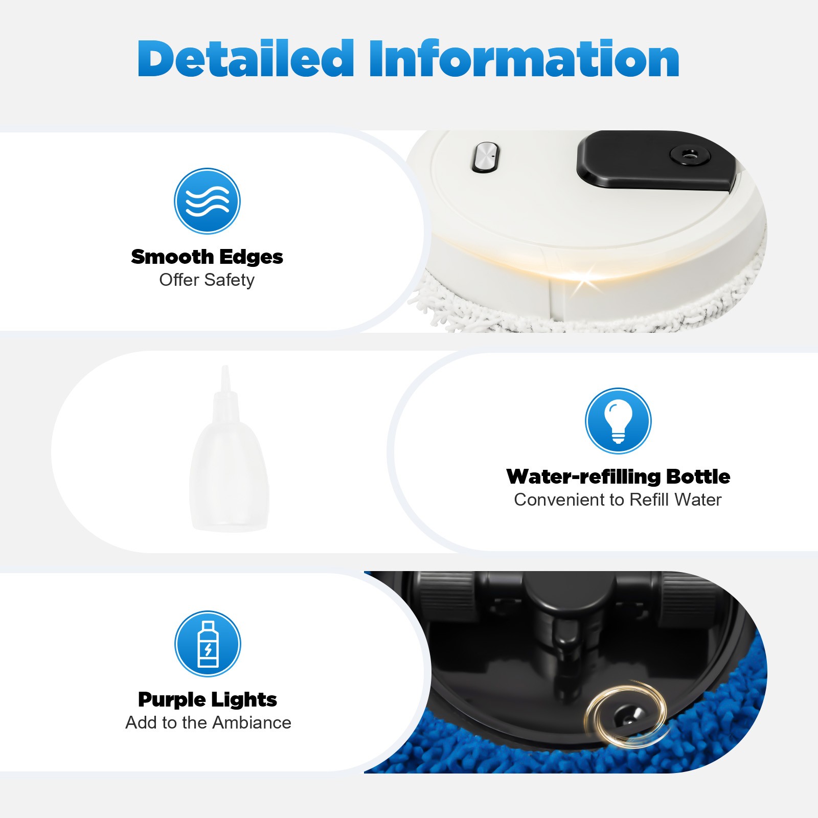 3 In 1 Smart Robot Floor Sweeper and Mopping Machine with USB Charging
