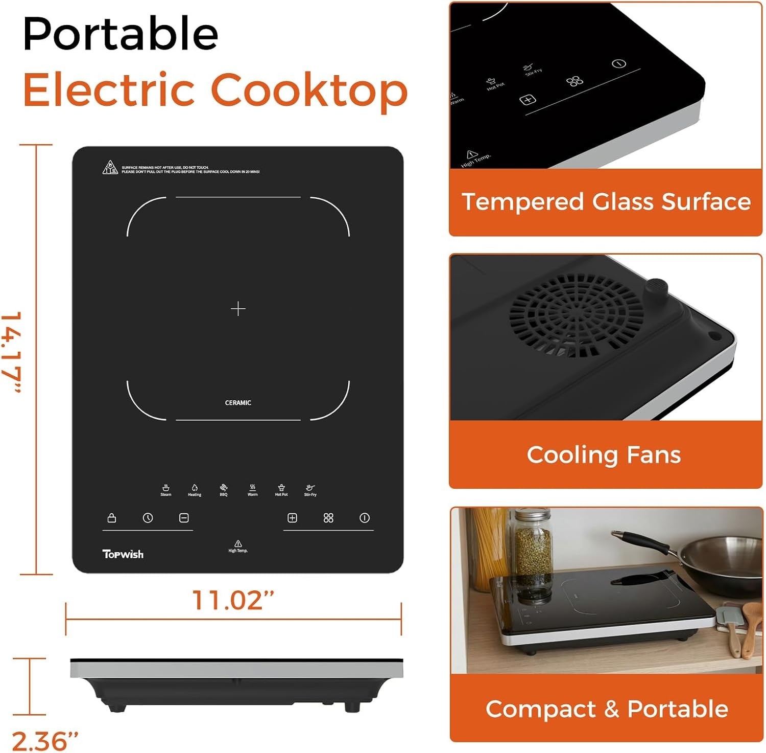Single Burner Electric Stove, 110V-120V Portable Electric Cooktop | Counterto…