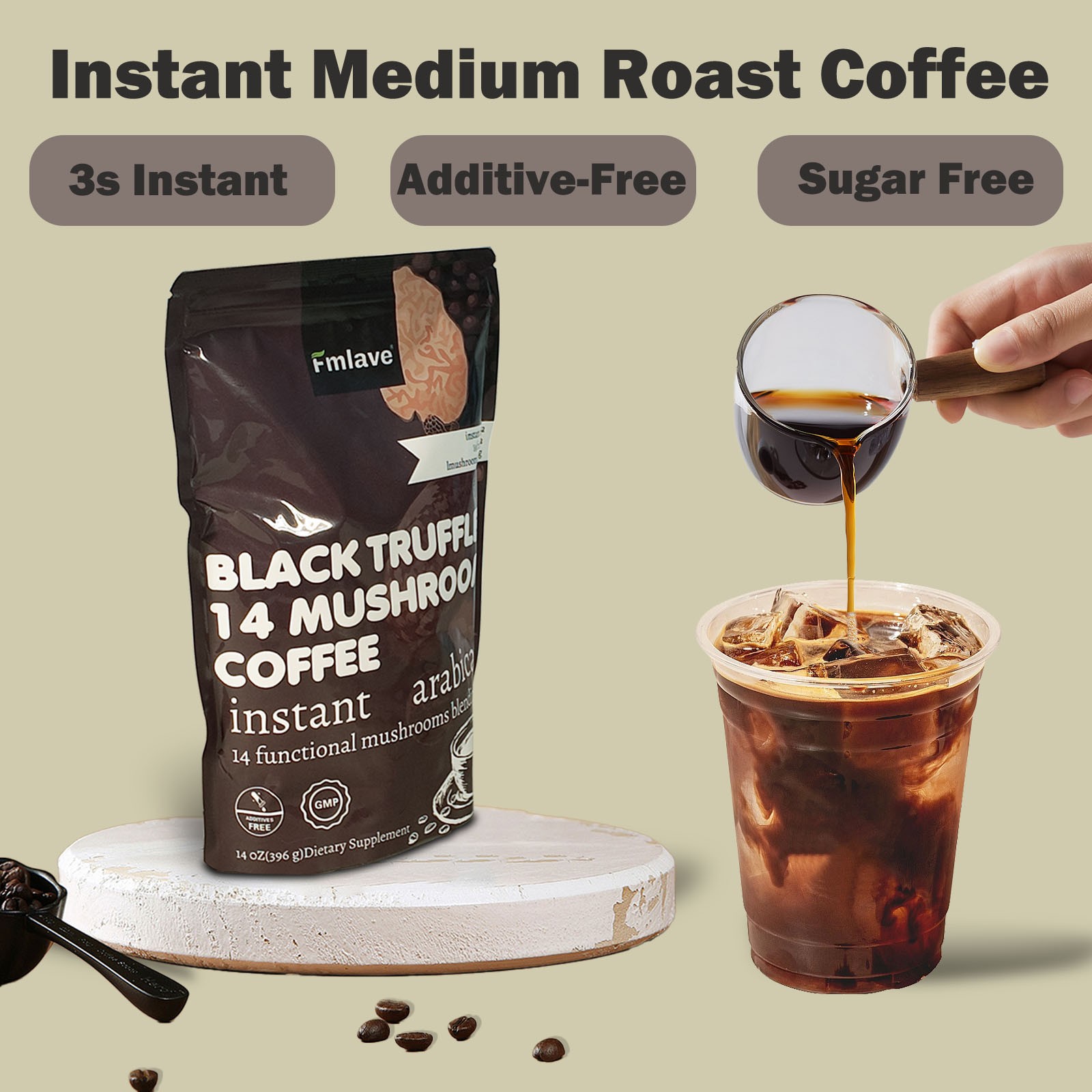 Organic Instant Mushroom Coffee, 14 oz (396 g), 14 – Adaptogenic Mushroom Blend
