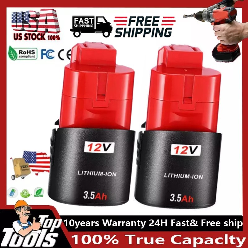 8.0Ah For Milwaukee For M12 LCD NEW Battery 12V Lithium Capacity 48-11-2460