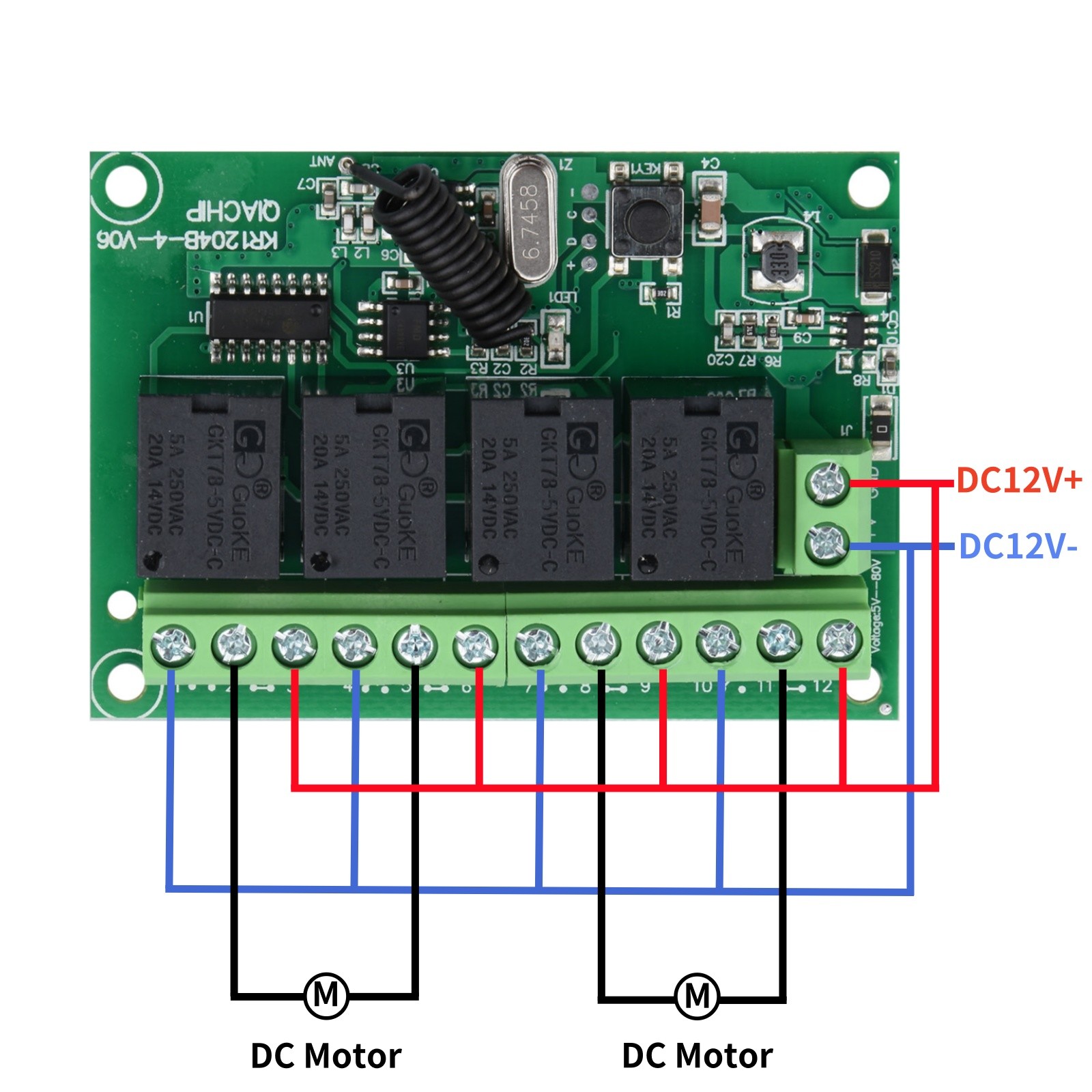 Brand New DC 4-Channel Wireless RF Remote Control Relay Switch With 2 Receiver