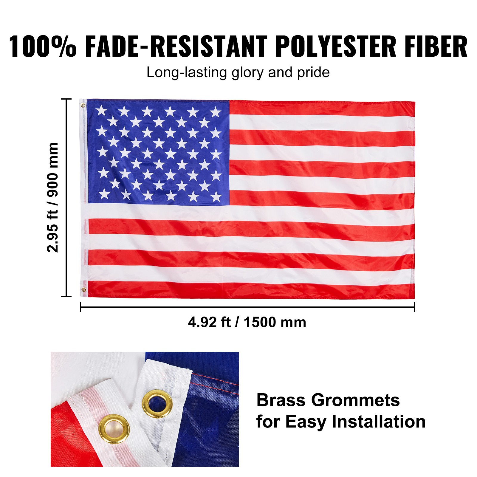 VEVOR 25FT Telescopic Flagpole Kit Heavy Duty Aluminum Flag Pole American Black
