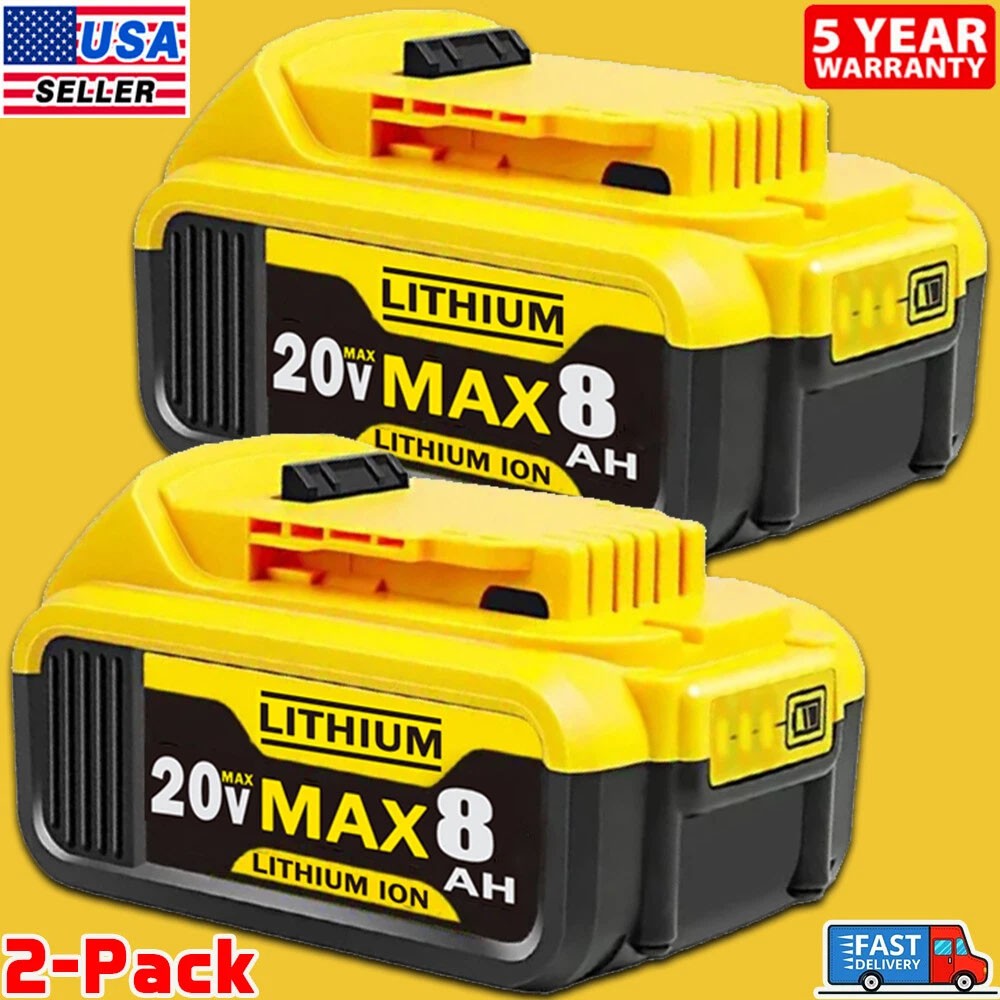 2 Pack For DeWalt 20V 20 Volt Max XR 8.0AH Lithium Ion Battery DCB206-2 DCB205-2