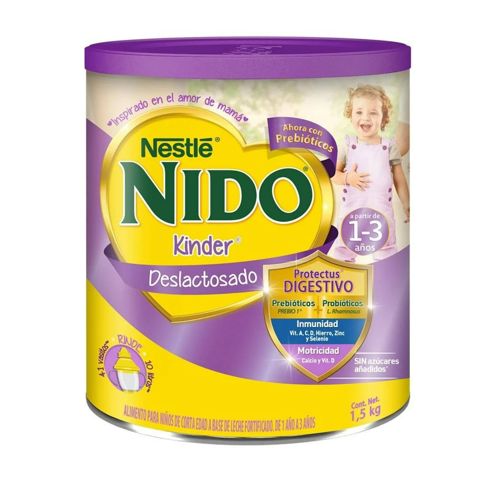 Nestle Nido Kinder deslactosado 1 a 3 años Alimento para niños 1.5 kg