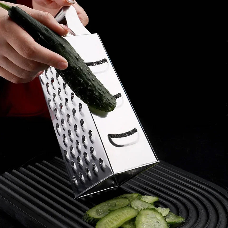 Kitchen Stainless Steel 4-Sided Box Food Grater Vegetable Cheese Slicer Shredder