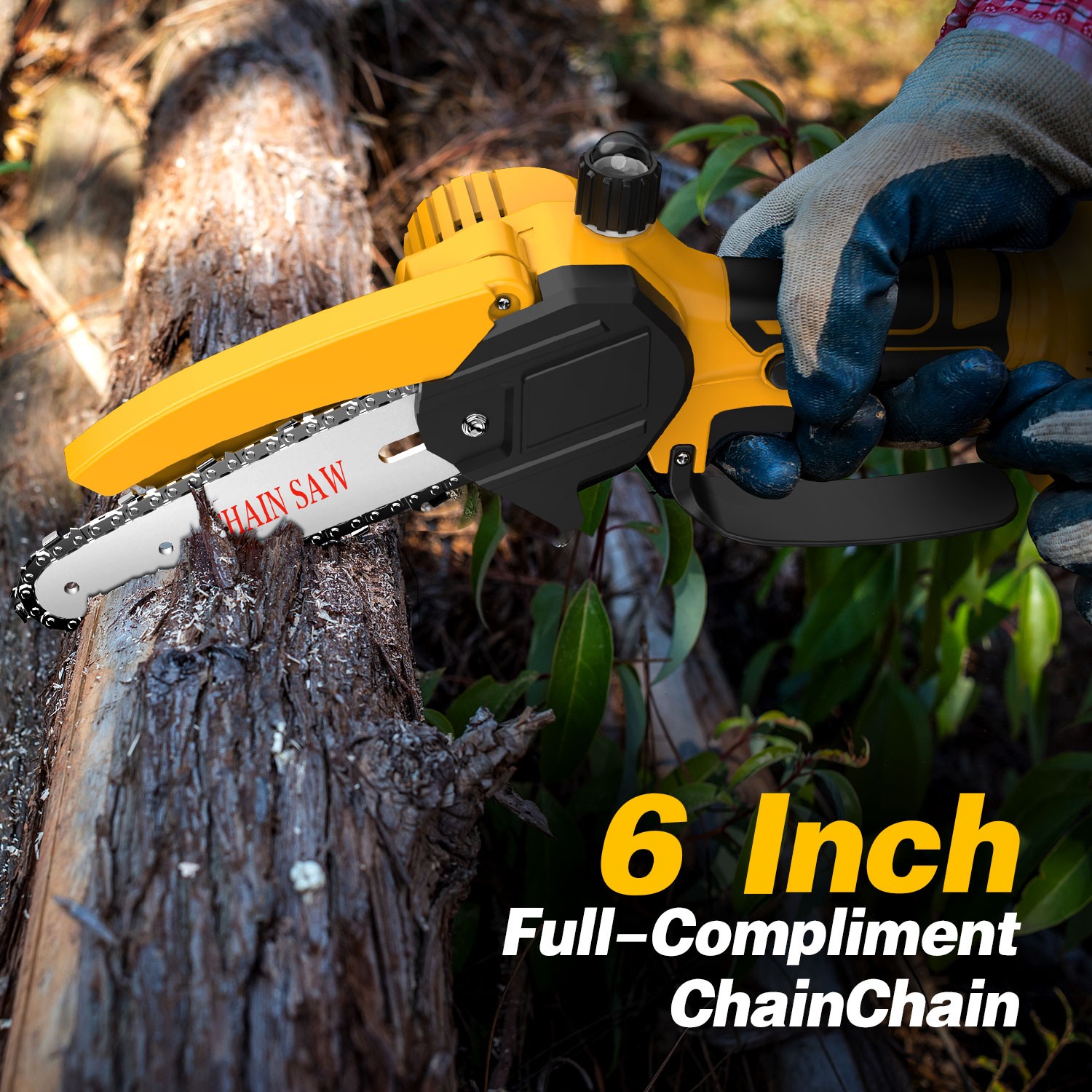 21V Cordless Pole Saw 6″ Mini Chainsaw 2-in-1 Tree Trimming Extension Rod Saw
