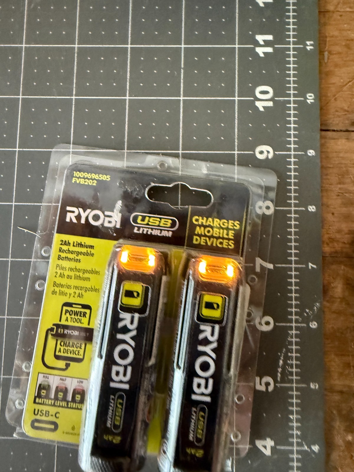 RYOBI FVB202 USB Lithium 2Ah Rechargeable Batteries 2 Pack USB-C Battery OEM NEW