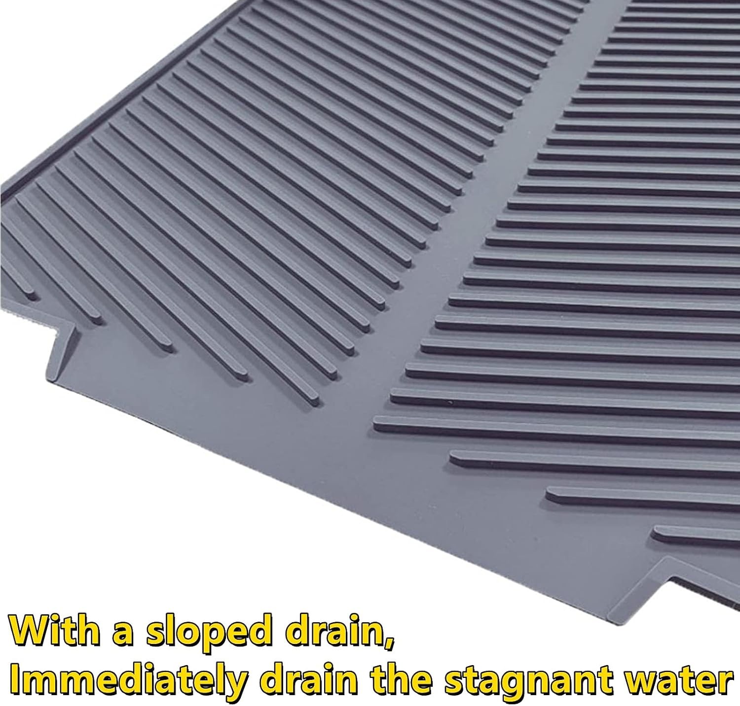 Silicone Dish Drying MatBuilt-in Drain Lip, Easy Clean Reusable Sink Mat,