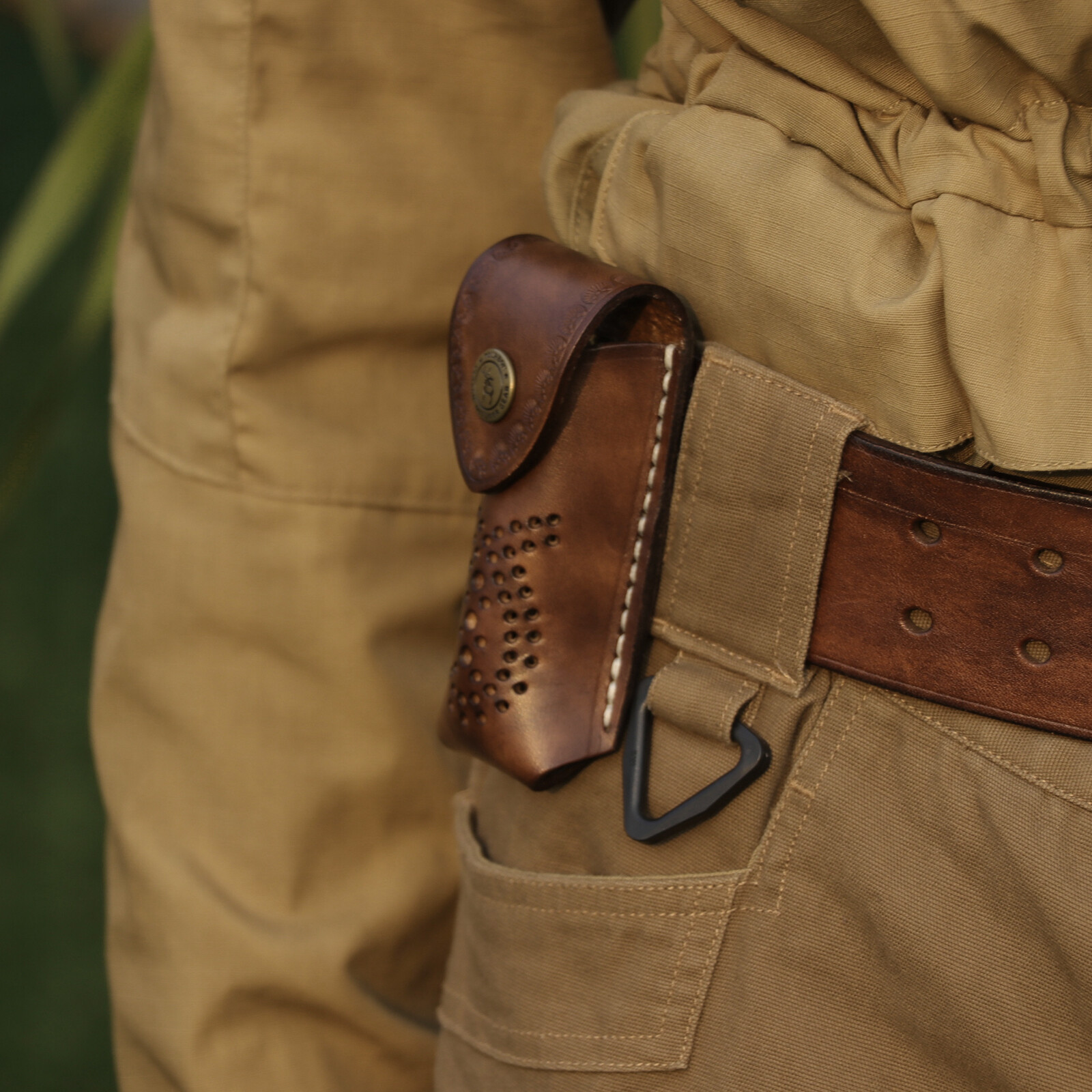 TOURBON Leather 3.5in Folding Blade Knife Sheath Knives Case Belt Pouch Holster