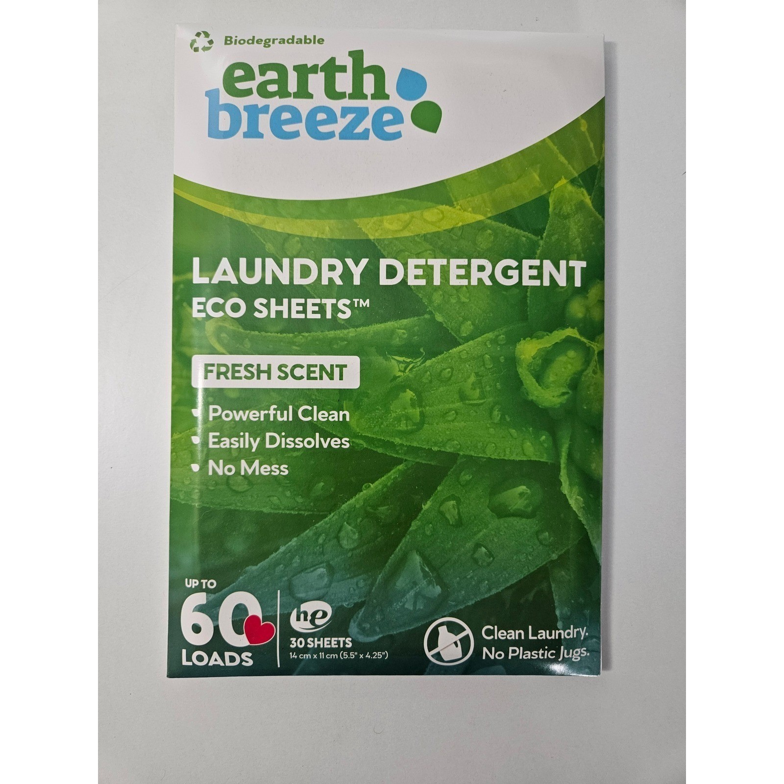 EARTH BREEZE Laundry Detergent Eco Sheets Fresh Scent 60 Loads HE Safe $6 each