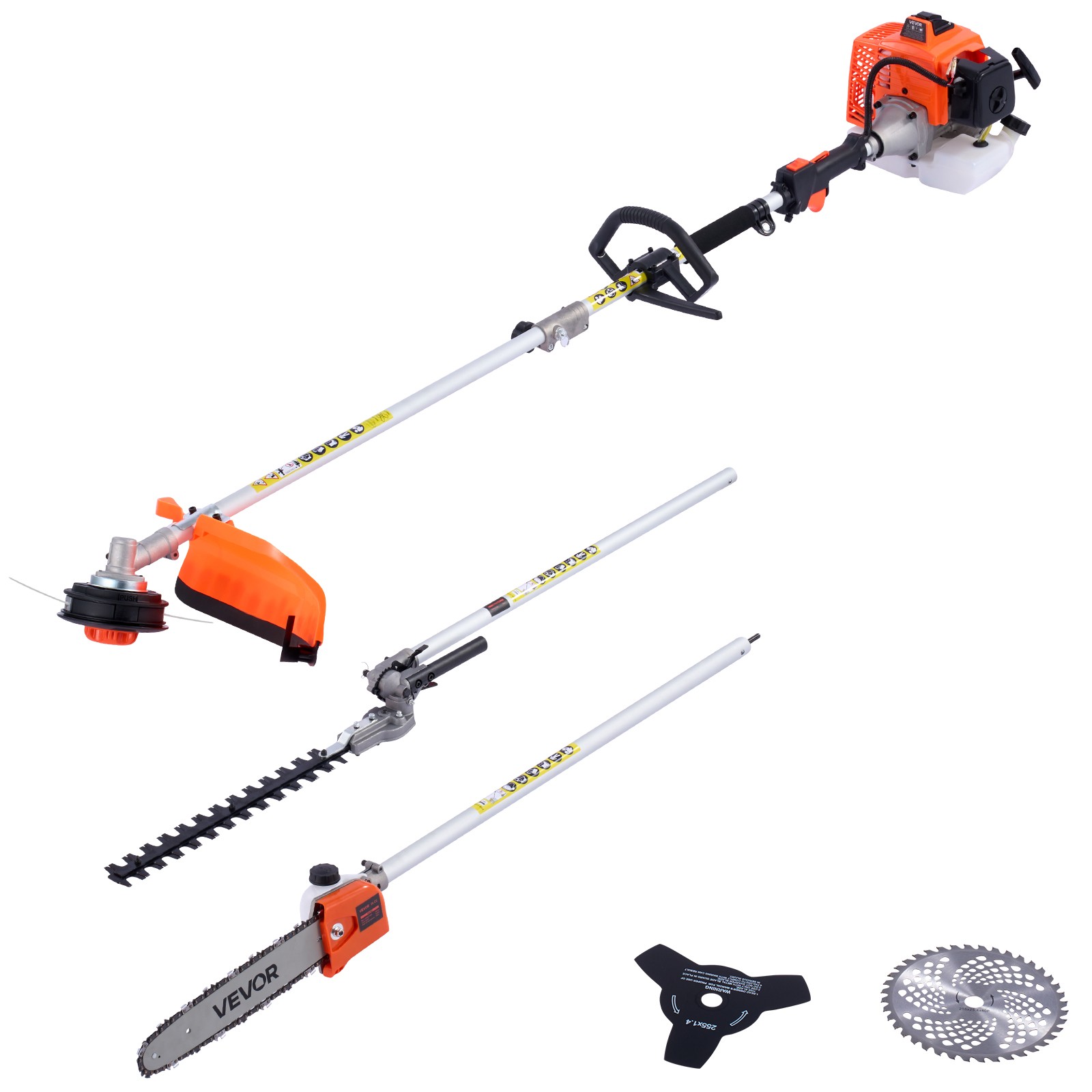 VEVOR 5-in-1 Gas Hedge Trimmer 2 Cycle 63cc Gas Powered Handheld Hedge Trimmer