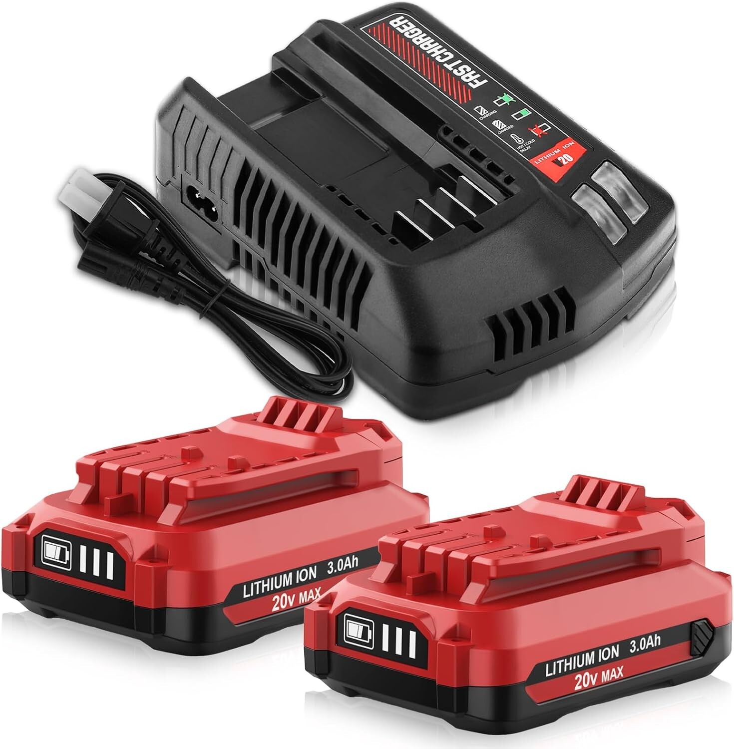 2 PACK 20V V20 3.0Ah Battery CMCB204 for CRAFTSMAN V20 with Charger Combo