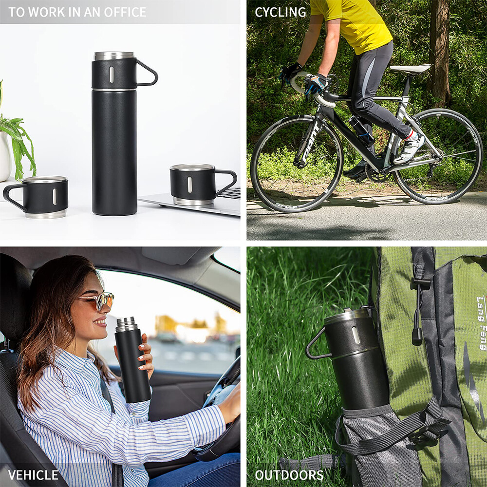 Steel Vacuum Insulated Bottle Gift Set Office Business Coffee Mug Thermos New