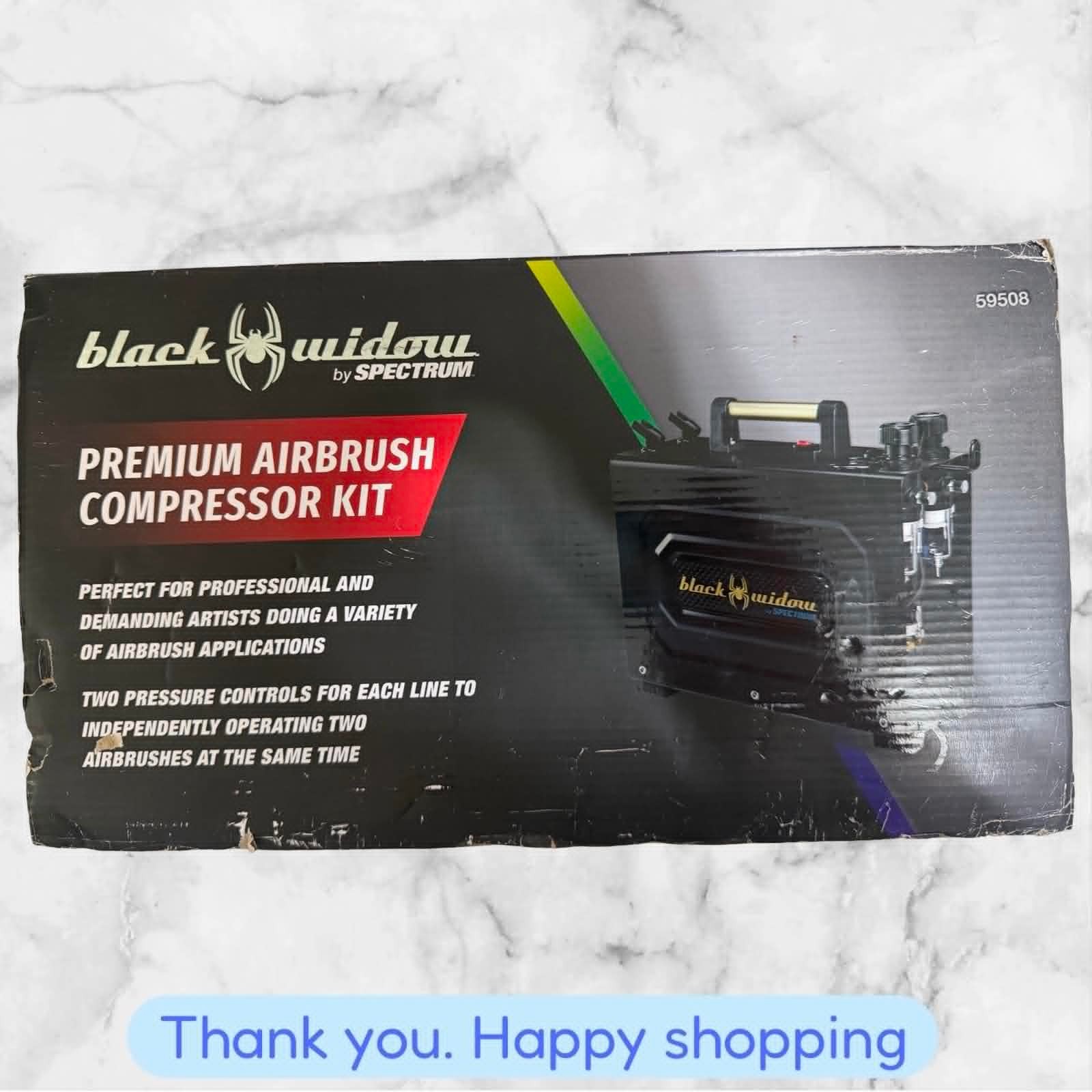 Black Widow Spectrum Professional Premium Airbrush Compressor Kit 59508 NEW SHIP