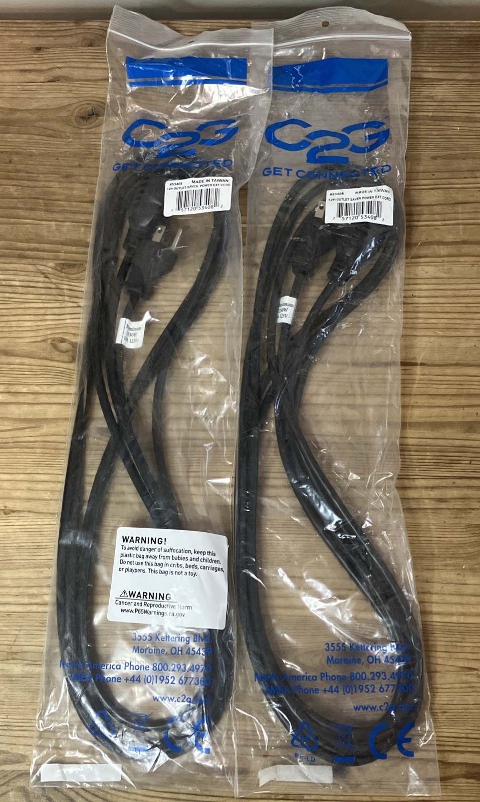 GET CONNECTED 12 Ft OUTLET SAVER POWER EXTENSION CORD Lot Of 2 #53408