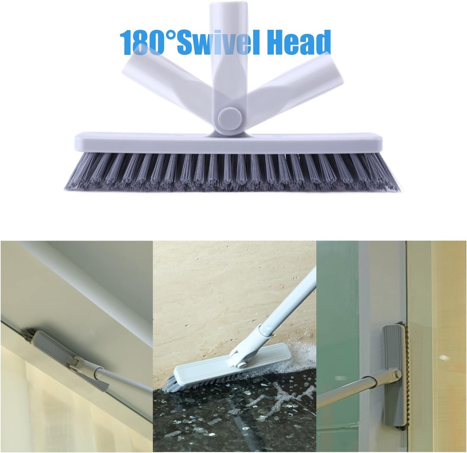 Grout Brush with Long Handle – Heavy Duty Grout Cleaner Brushes for Tile Floo…