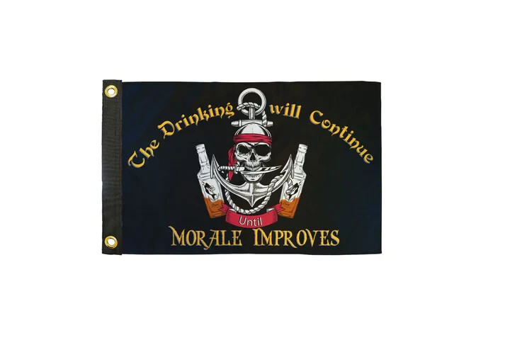 Drinking Will Continue 12x18in Boat Flag Funny Pirate Morale Sailing Boat Flag
