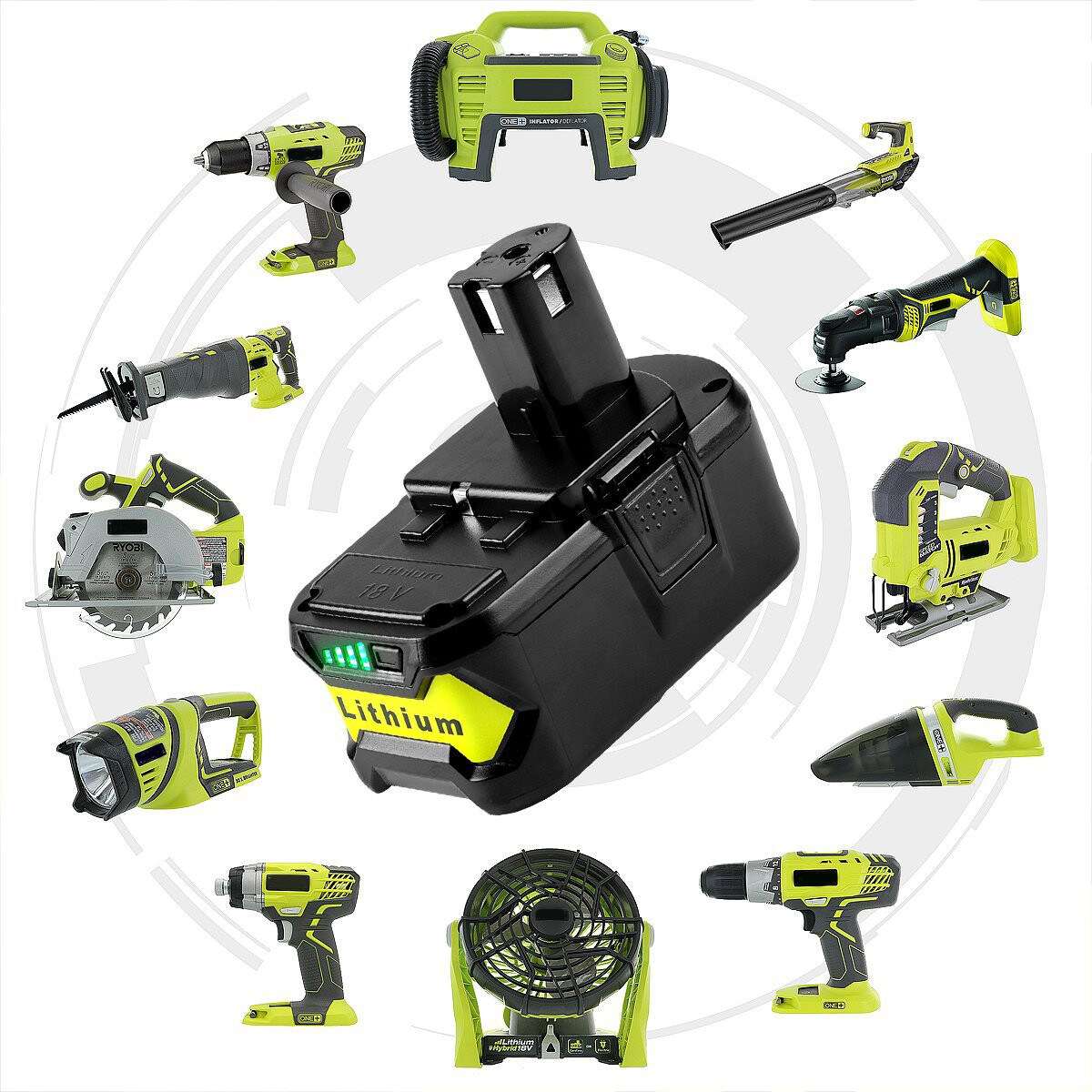 5.0Ah 18V Battery For RYOBI 18 Volt P108 One Plus High Capacity Lithium-Ion P102