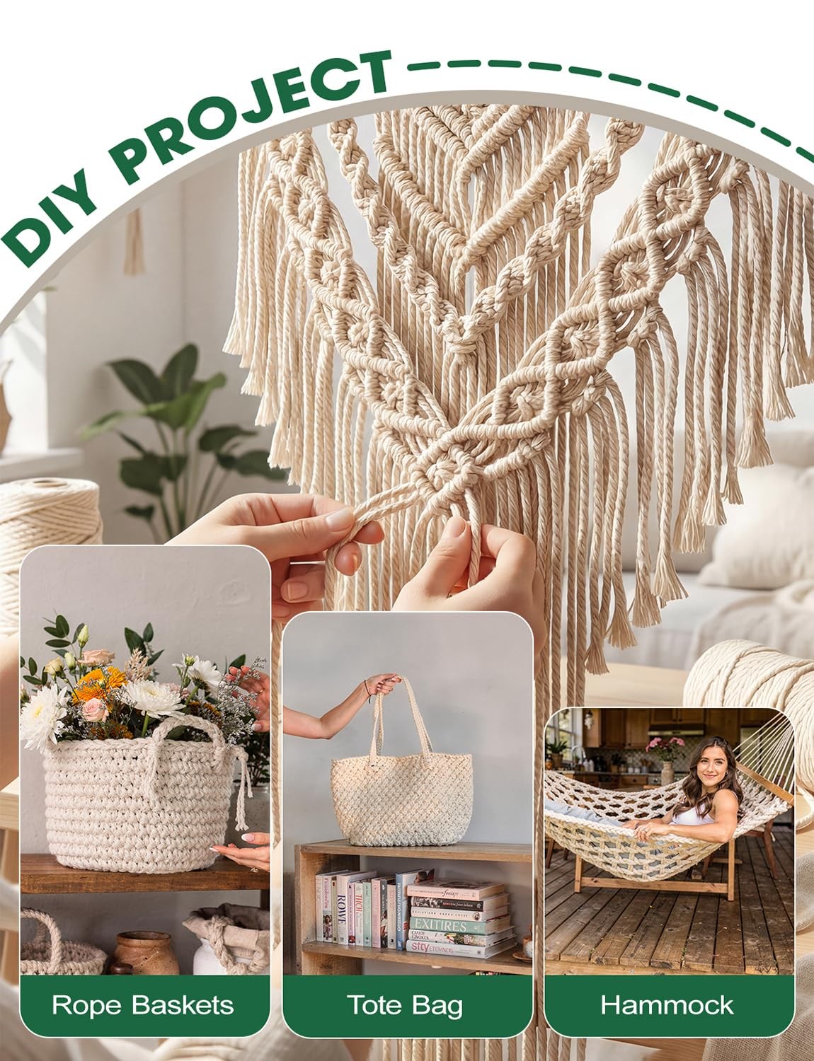 Braided Cotton Rope 100 Ft Ãƒâ€” 3/16 Inch White Rope Clothes Line Outdoors All-