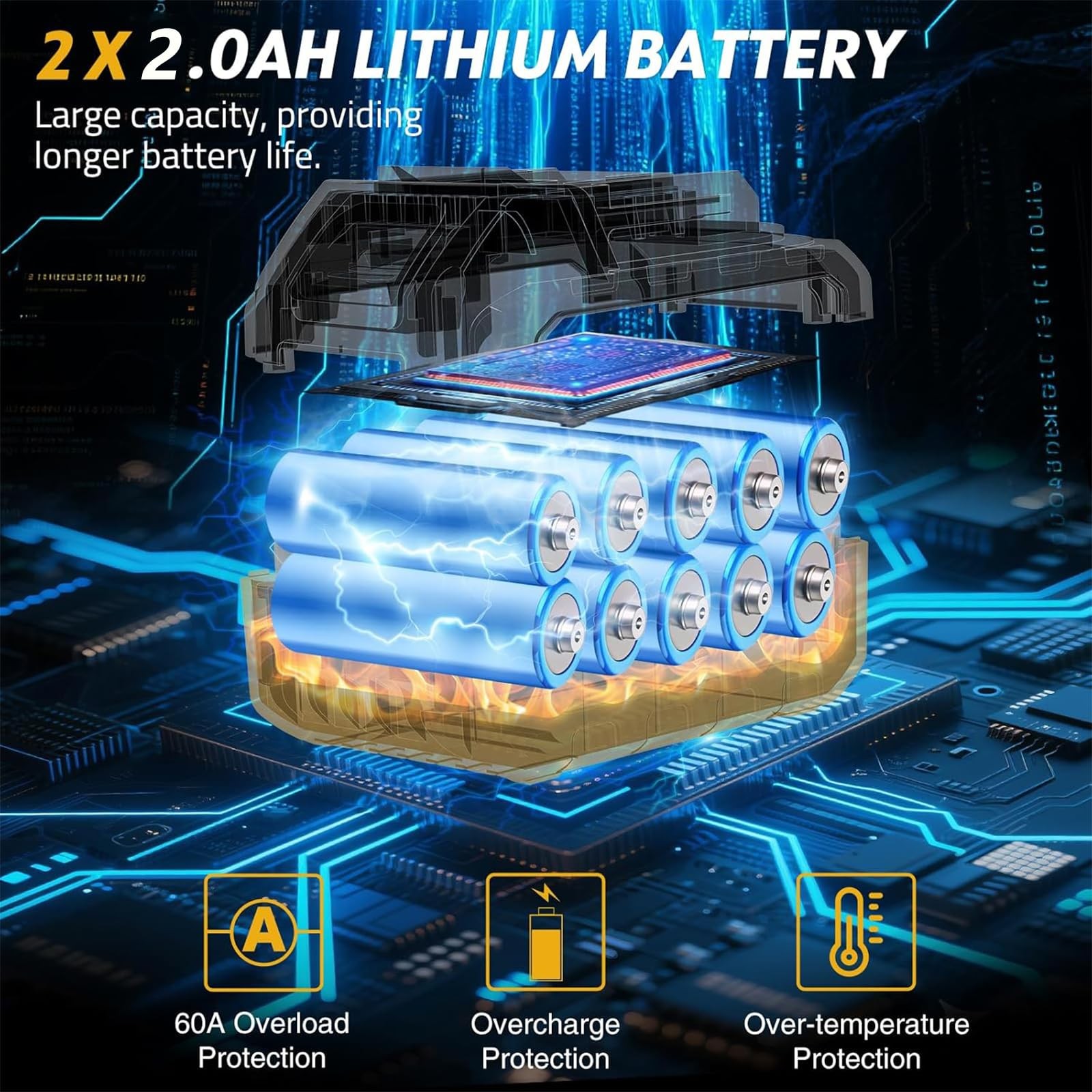 Cordless Drill Set,Electric Power Drill with 2 Battery,60N.m,21+1 Torque,2 Varia