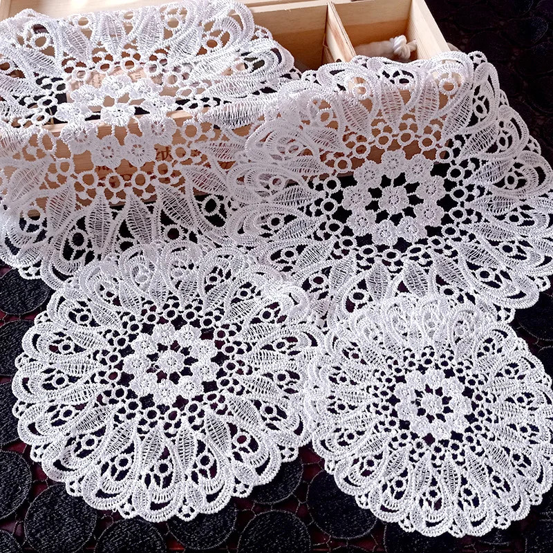 Round Hollow Lace Coaster Napkin Embroidery Flower Placemat Mug Dining Coffee Ta