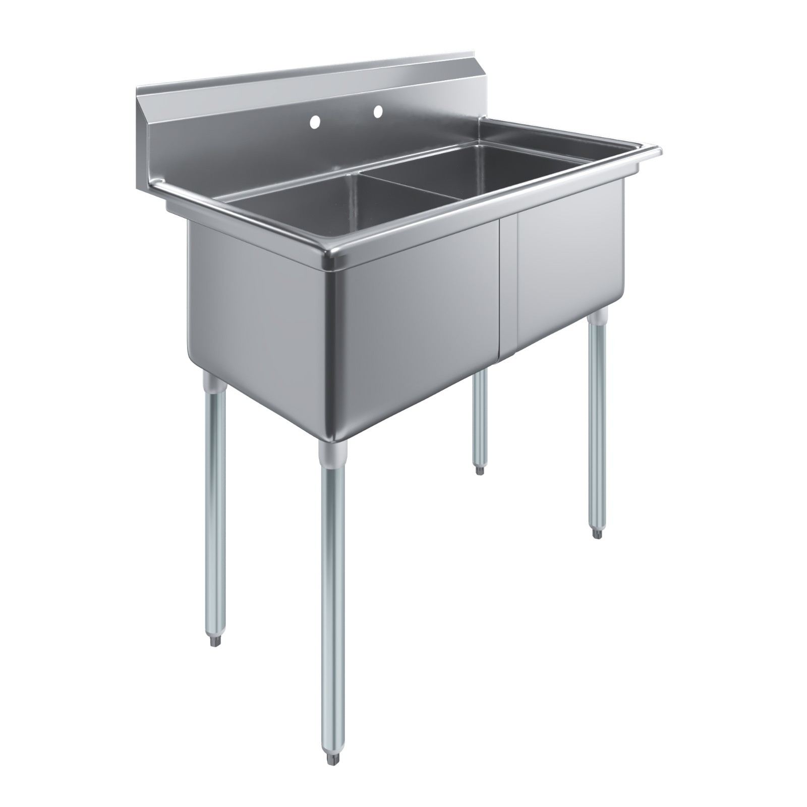 41 in. x 23.5 in. Stainless steel Two Compartment Sink with 18 in. x 18 in. Bowl