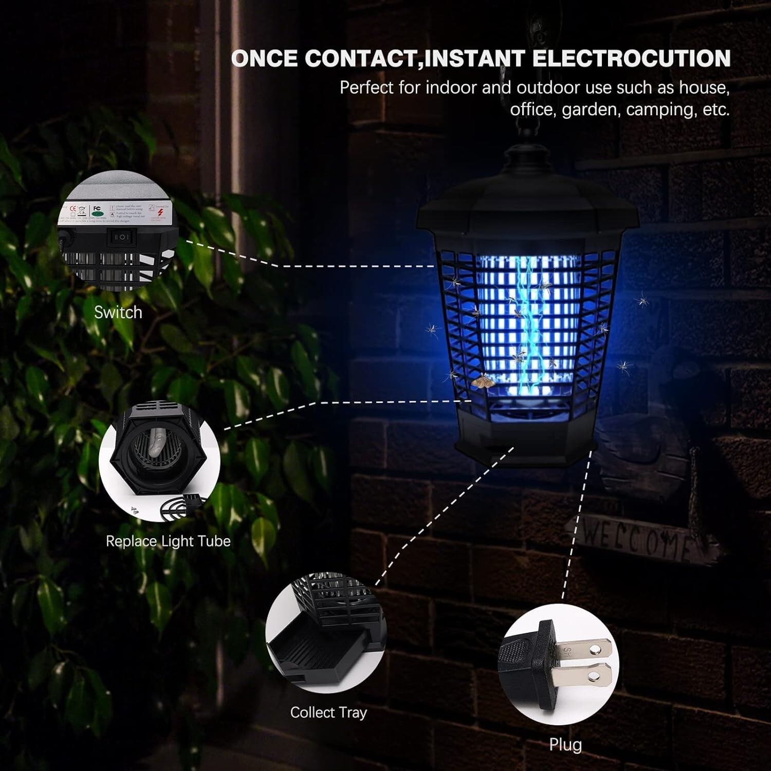 Bug Zapper Indoor Outdoor Electric Insect Fly Mosquito Zapper-18w UV Lights
