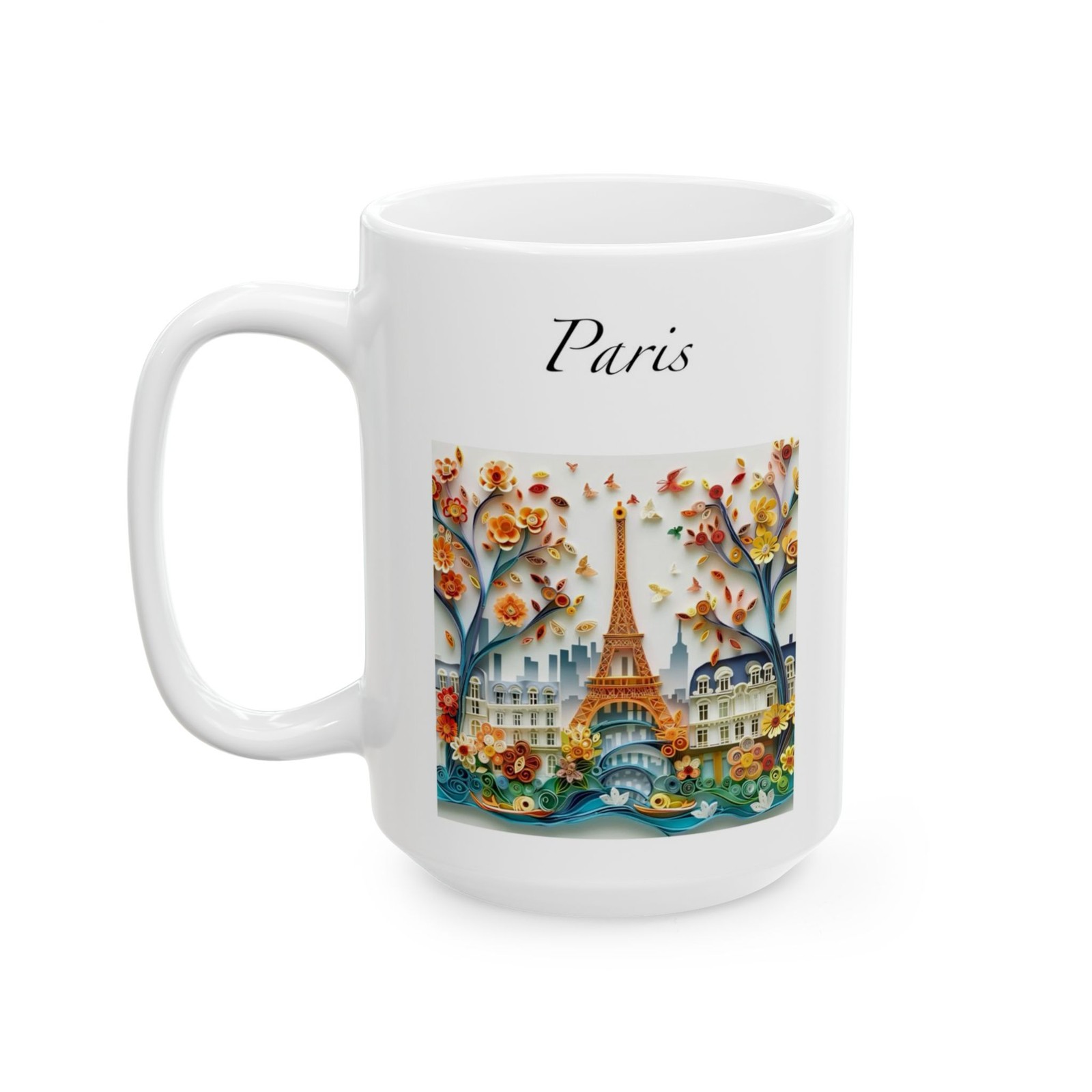 Paris Eiffel Tower Coffee Mug, Colorful Cityscape Souvenir Ceramic Cup JL-CM-01