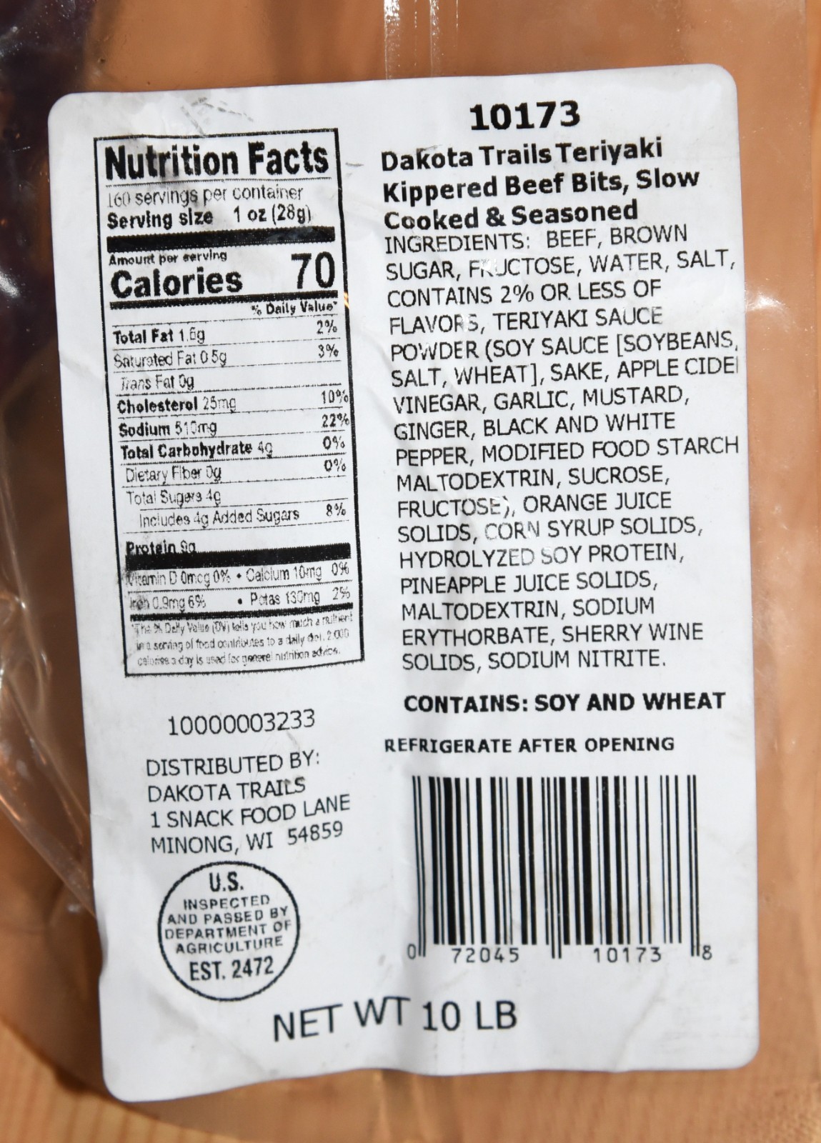 TERIYAKI Tender Beef Bits BULK 10 pounds Dakota Trails LIMITED TIME