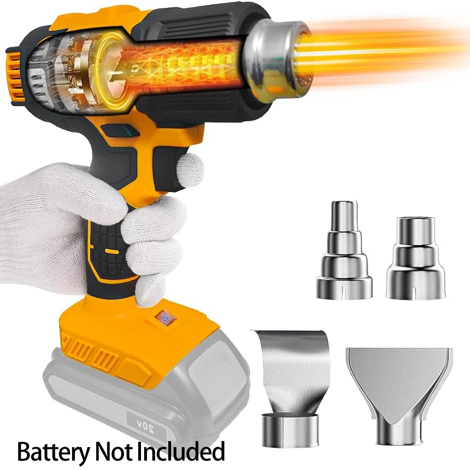 752℉ Portable Heat Gun for Dewalt 20V Battery Hot Air Gun w/4 Nozzles for Crafts