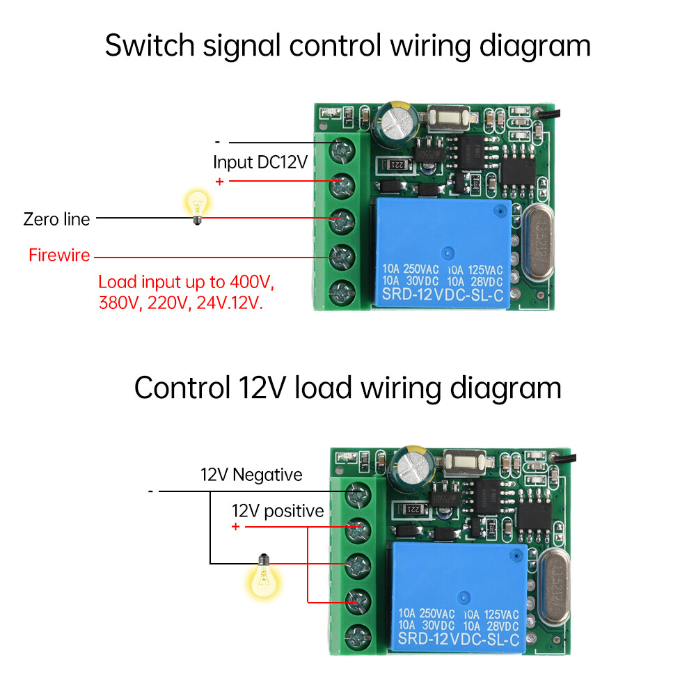 433Mhz Universal Wireless Remote Control Switch With Relay Receiver Module DC12V