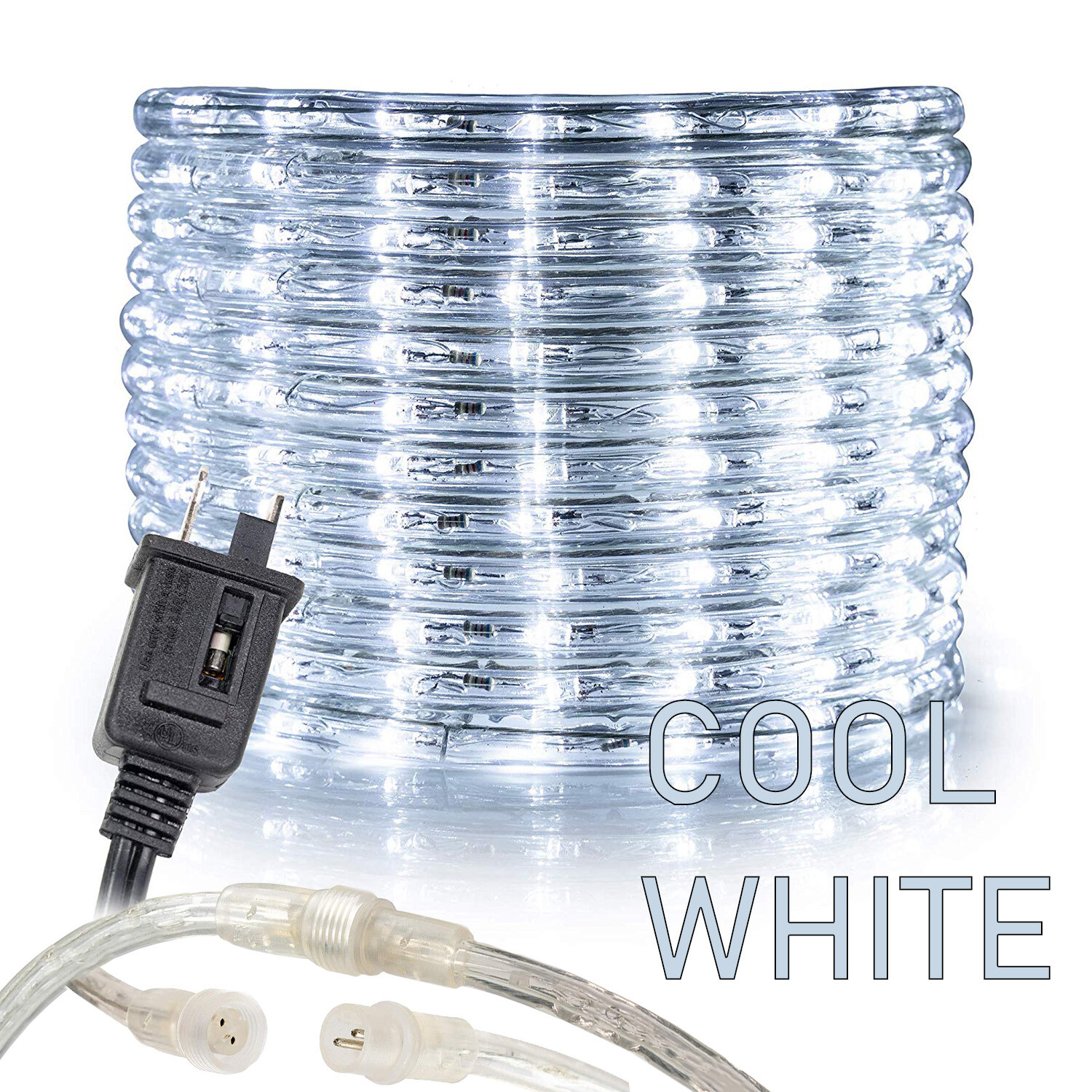 10/25/50/100/150FT Cool White Thick LED Rope Lighting Accent Indoor Outdoor