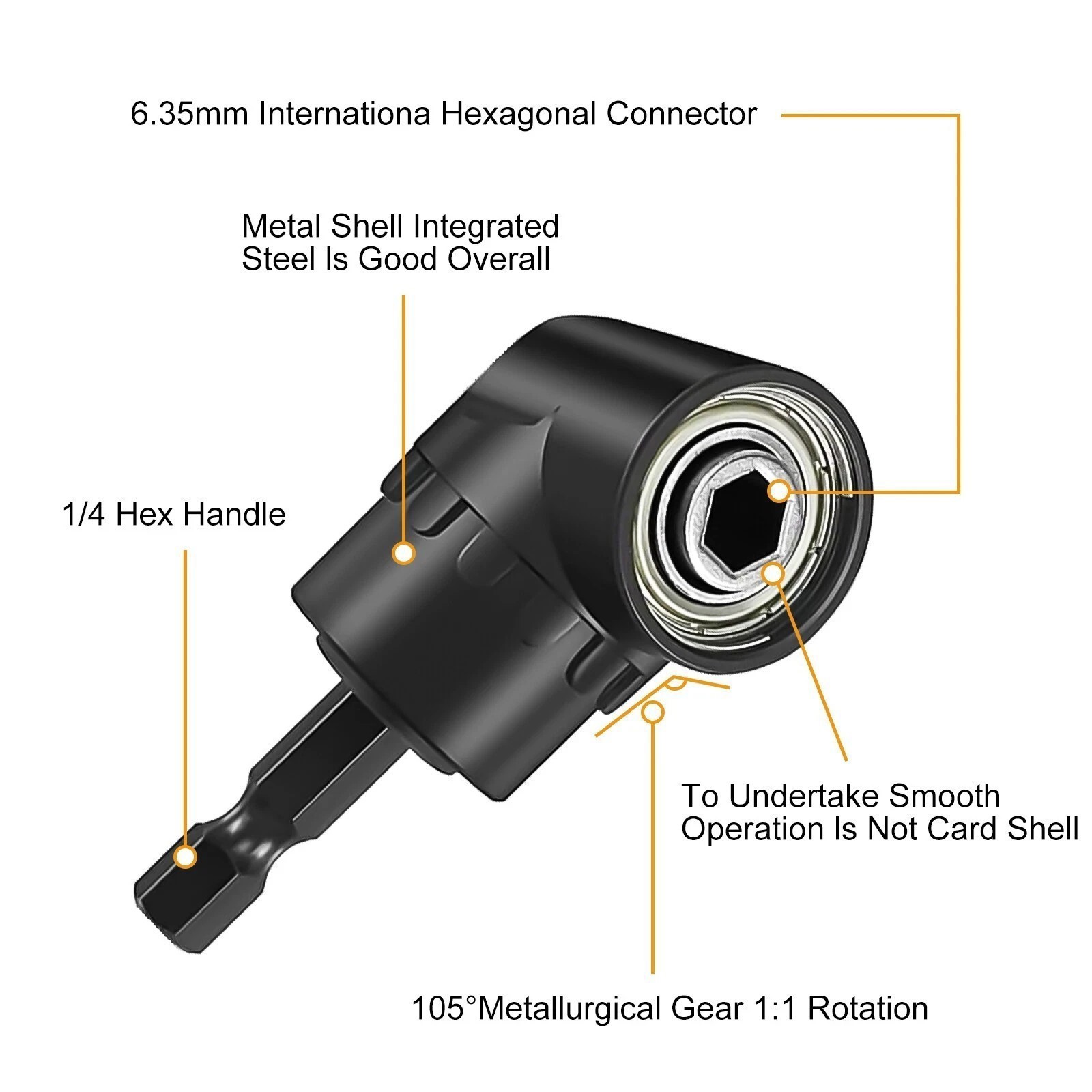 105 Degree Right Angle Drill Bit 1/4″+3/8″+1/2″ Hex Shank Socket Adapter Set NEW