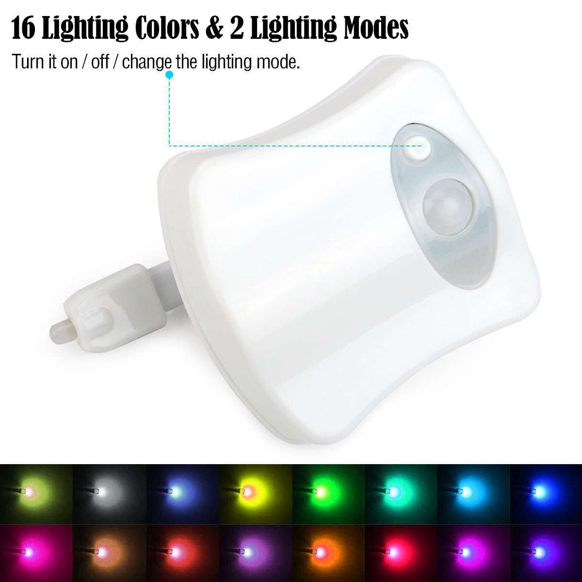 4Pcs Motion Activated LED Bathroom Toilet bowl Night Light 16 Colors Kids Safe