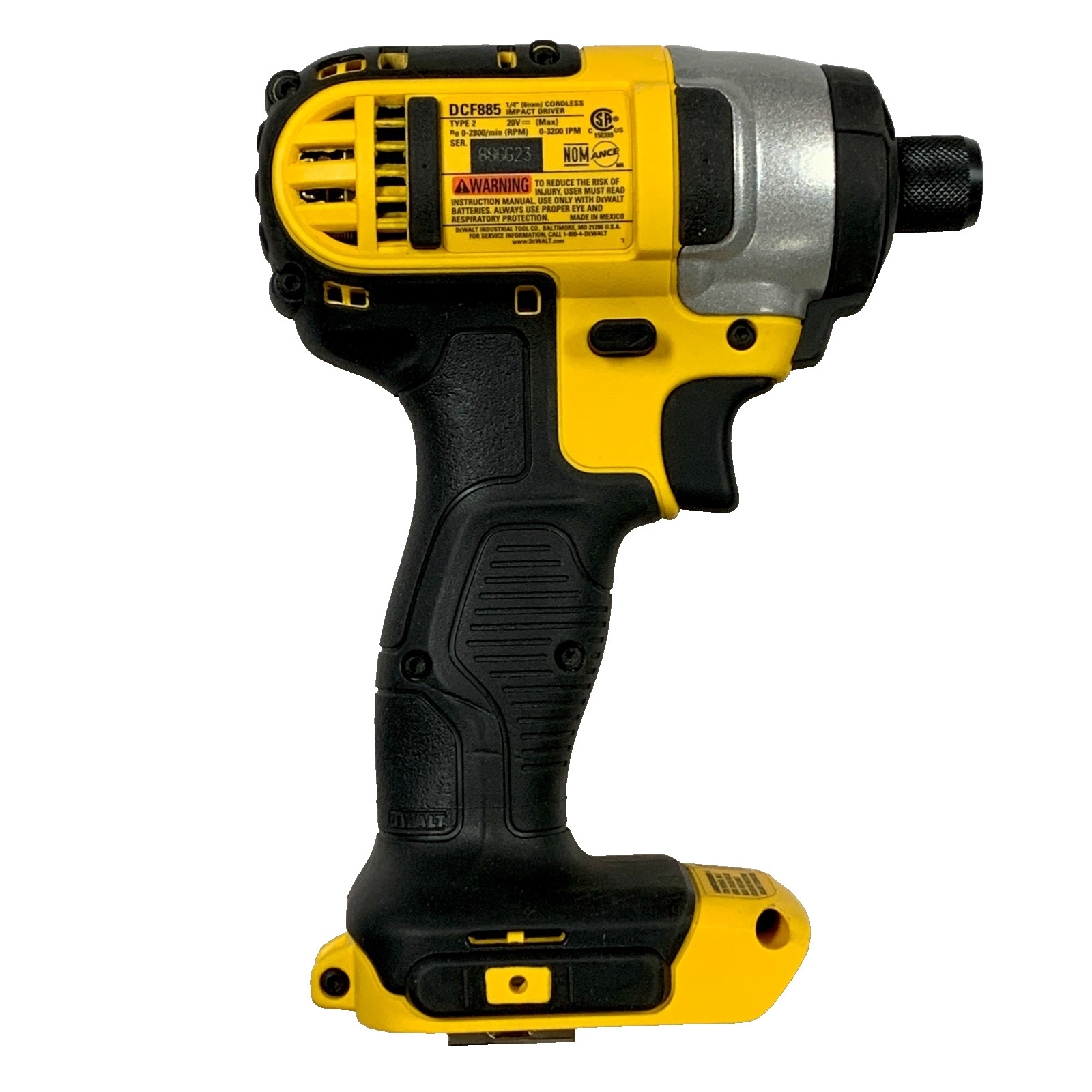 DEWALT DCF885B 20V MAX Lithium Ion 1/4″ Impact Driver TOOL ONLY 0048