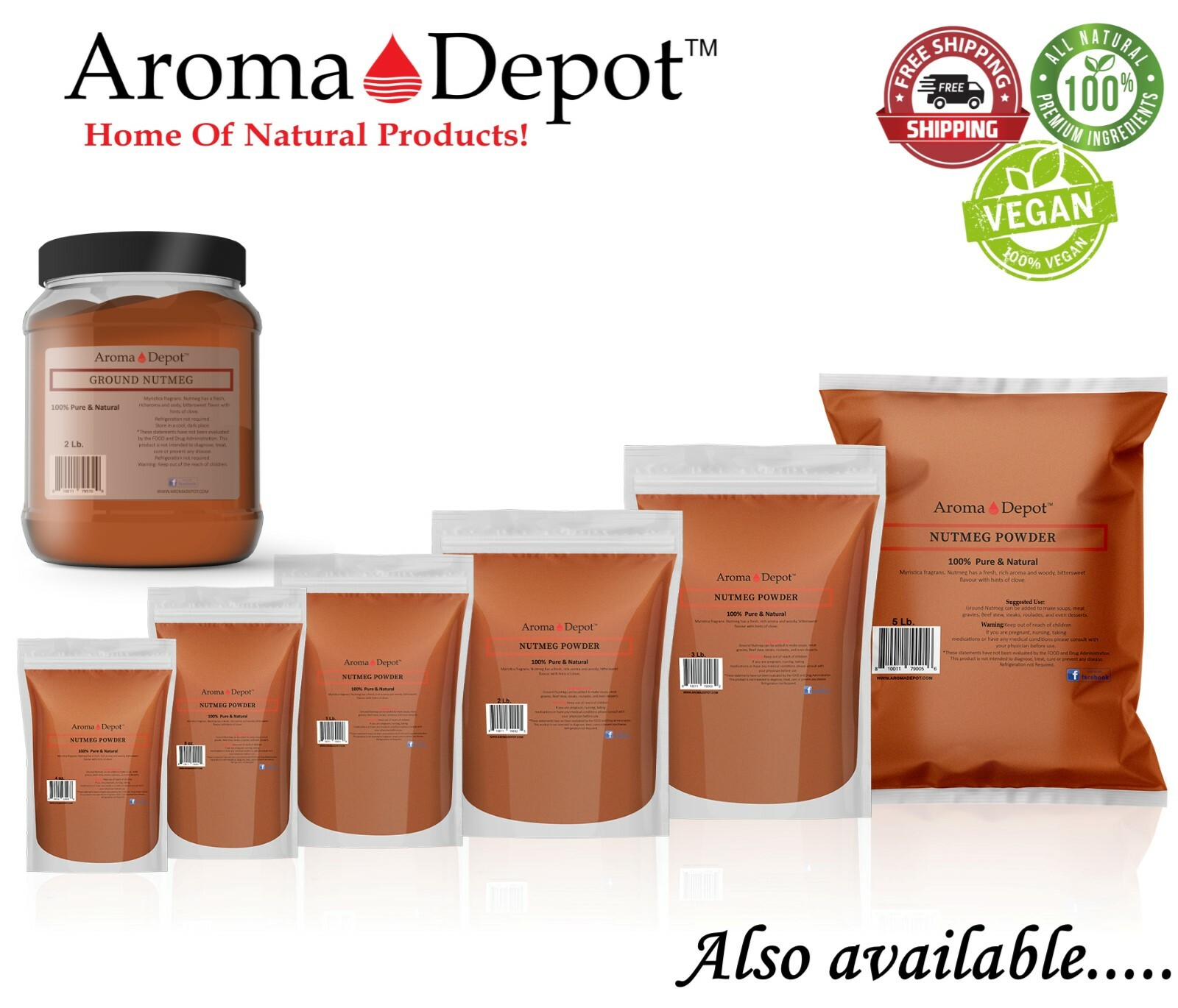 Nutmeg Powder 100% Pure Natural Ground Spice Myristicaceae Nuez Moscada
