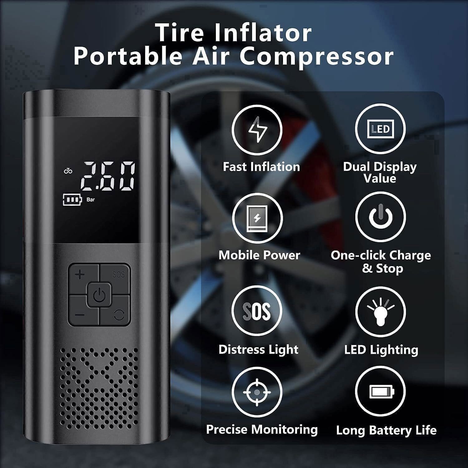150PSI Digital Tire Inflator Car Air Pump Compressor Electric Portable Auto 12V