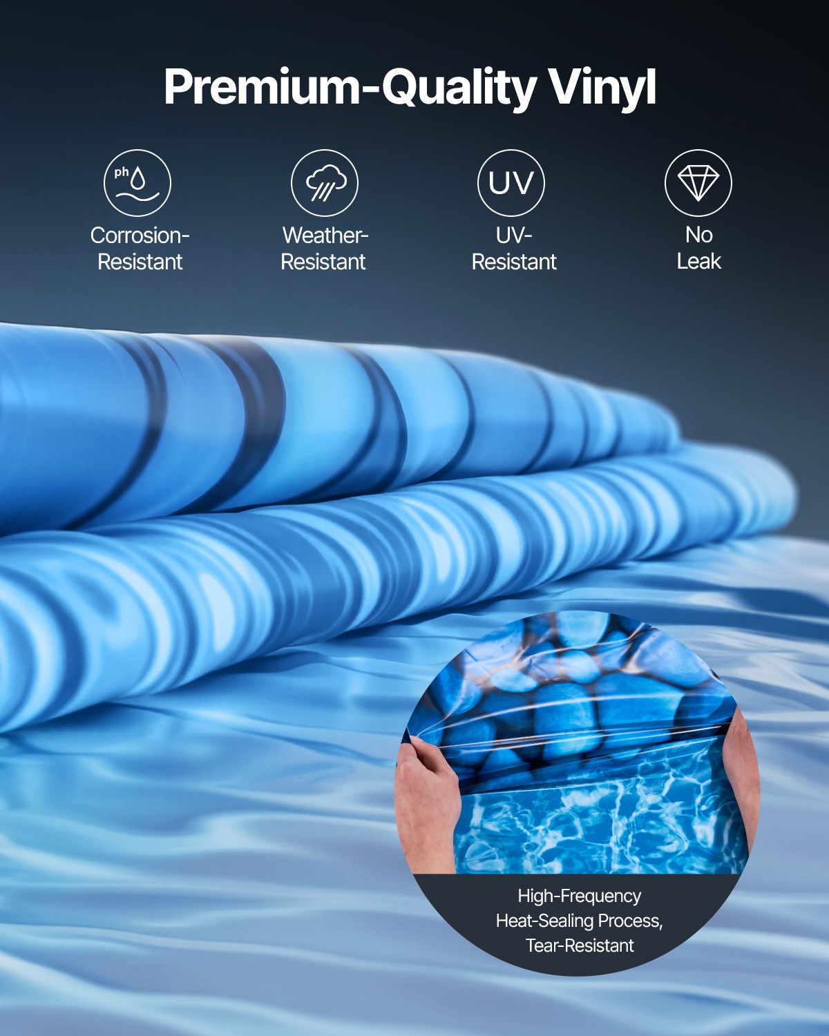 VEVOR Round Pool Liner 18ft Unibead Style Pool Liner 52in Wall Height Durable