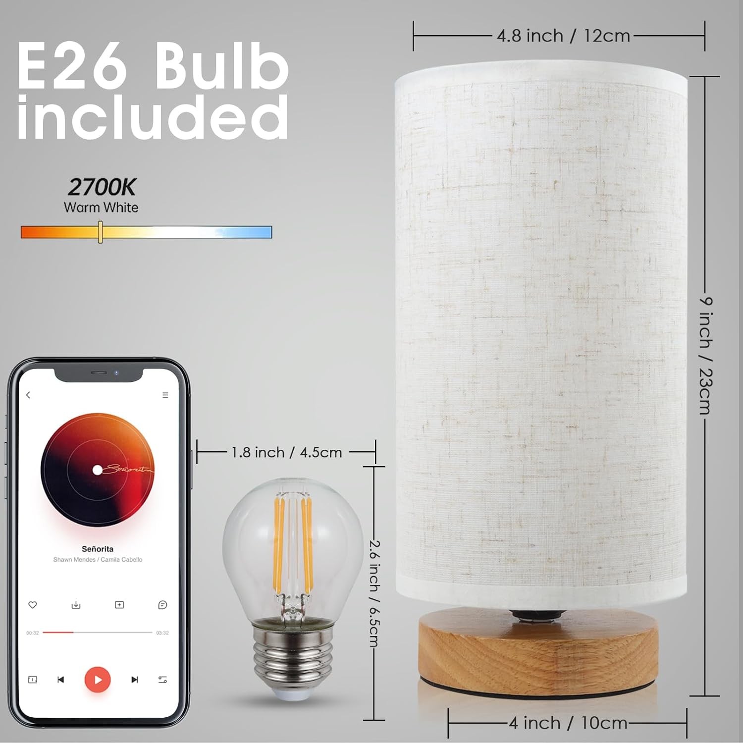 Table Lamps for Bedrooms Set of 2, Minimalist Bedside Lamps Set of 2 with rou…
