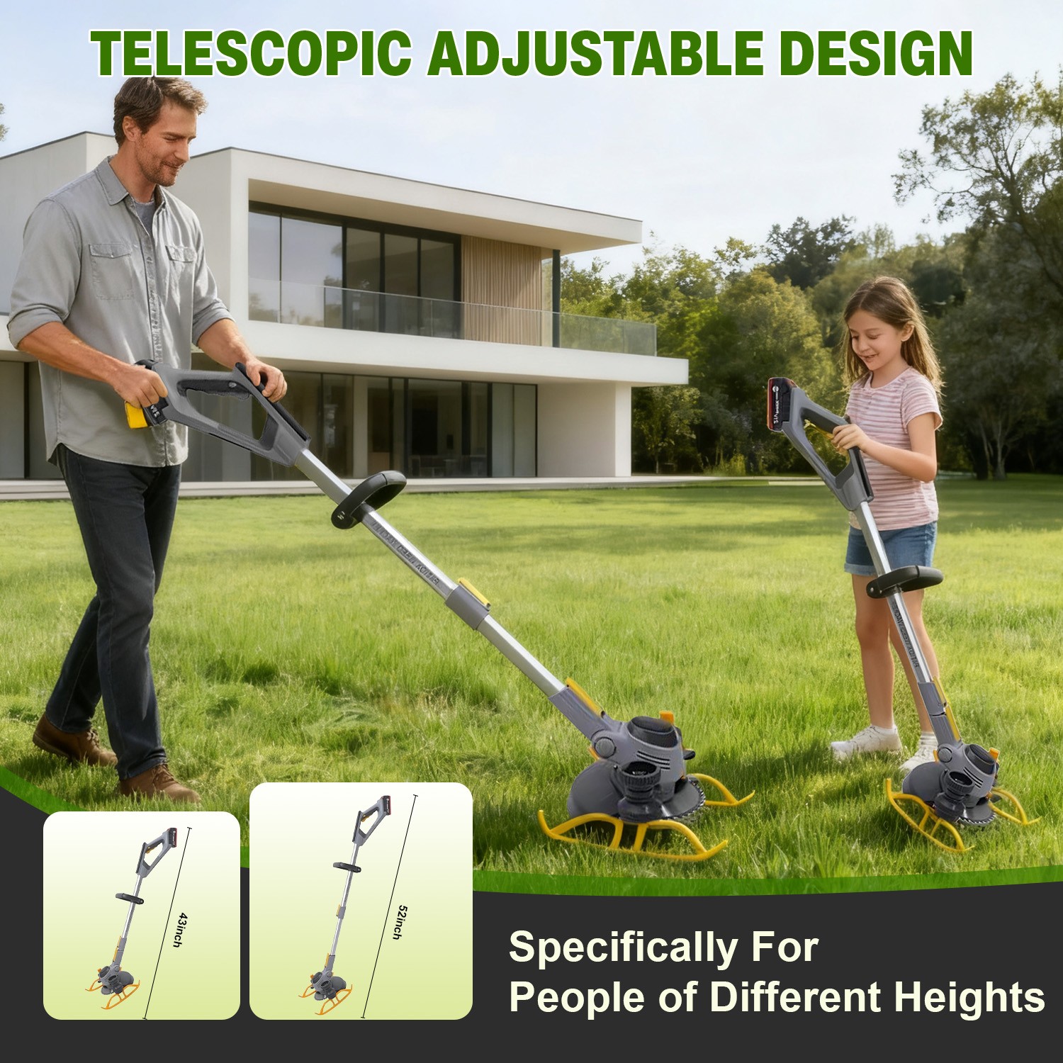 Cordless Weed Wacker 20V 4Ah Battery Powered W/ Metal Blade Edger/Mower