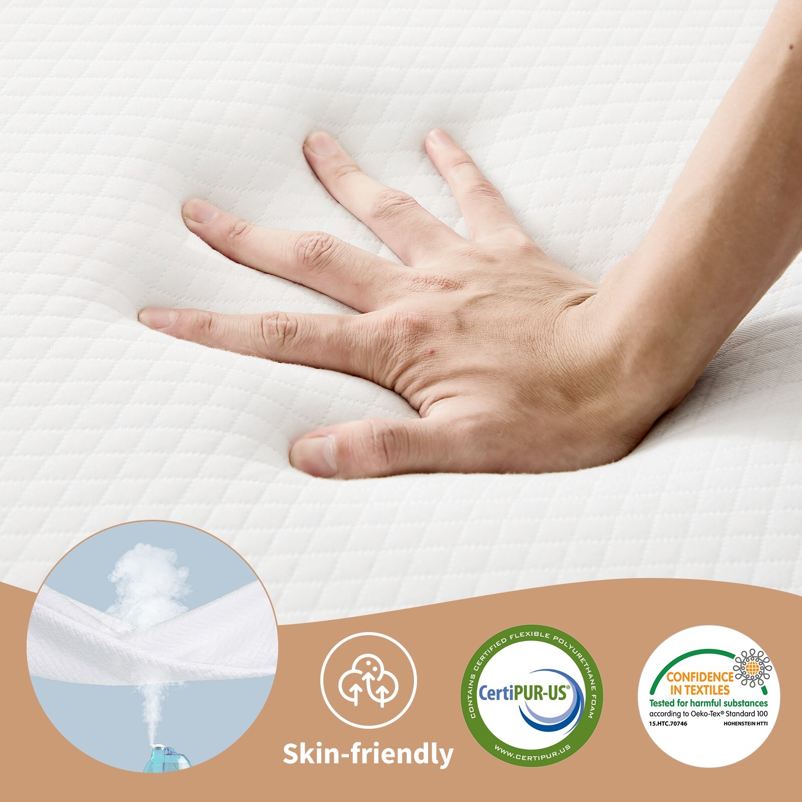 4″ Tri-fold Memory Foam Mattress, Foldable Portable Floor Bed,Washable Cover